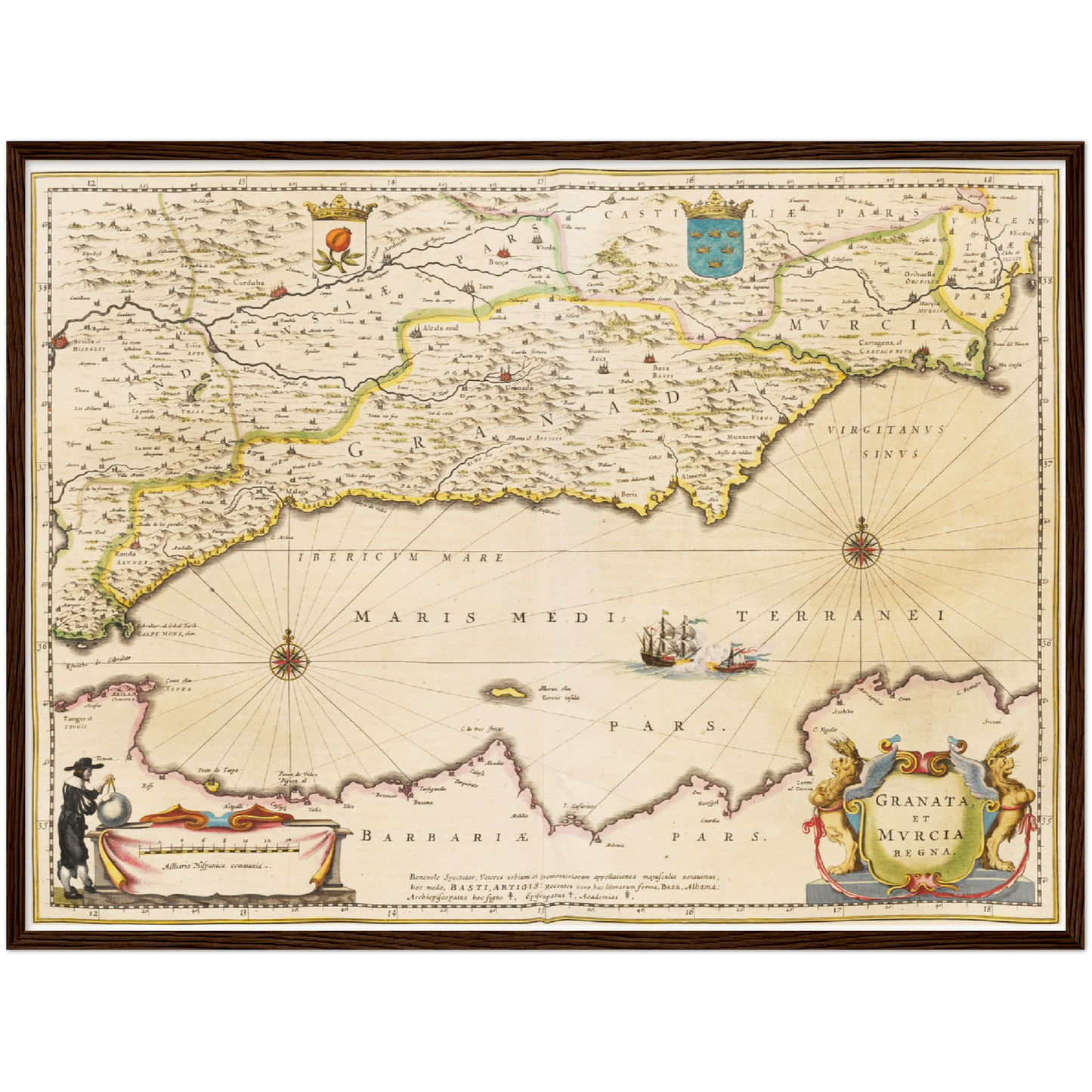 Historische Landkarte Murcia & Granada um 1635