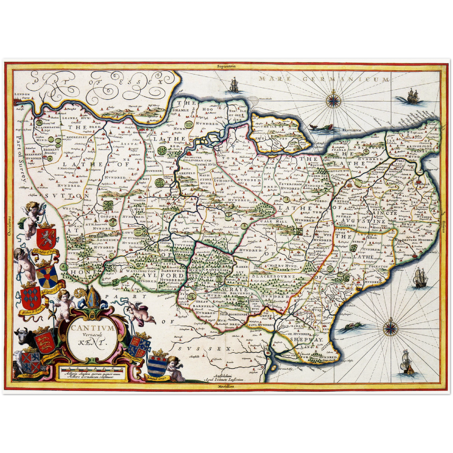 Historische Landkarte Kent um 1646