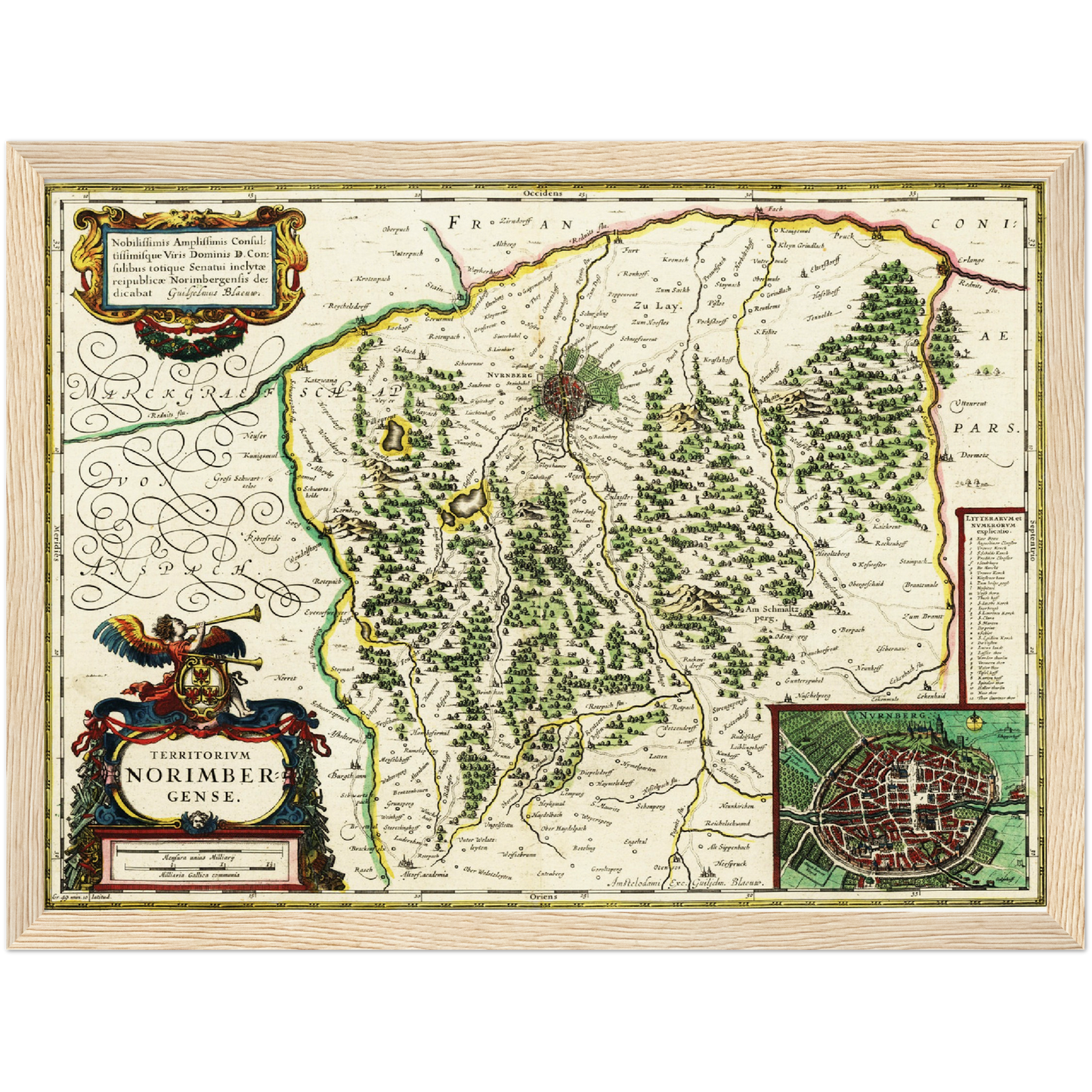 Historische Landkarte Nürnberg um 1647
