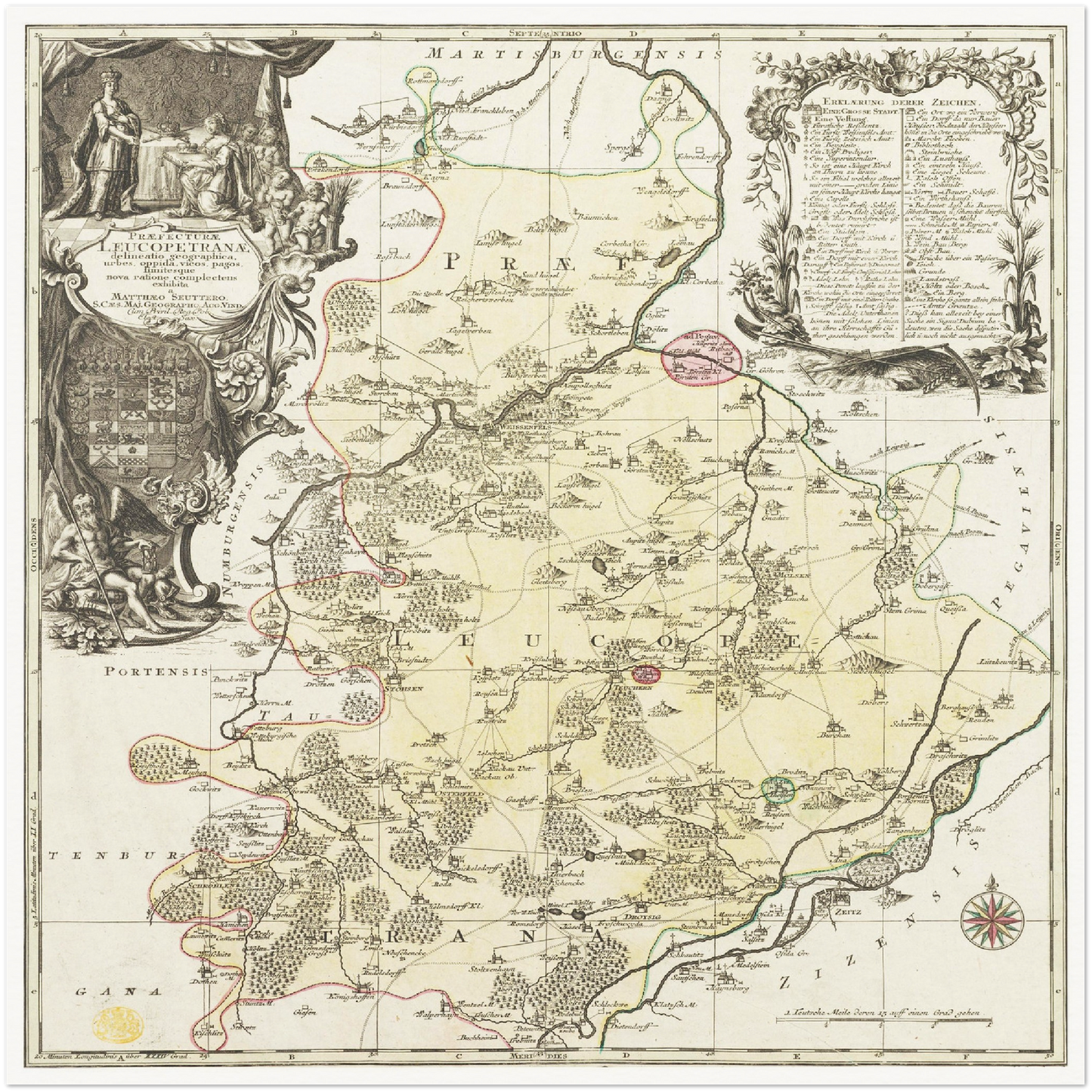 Historische Landkarte Teuchern um 1750