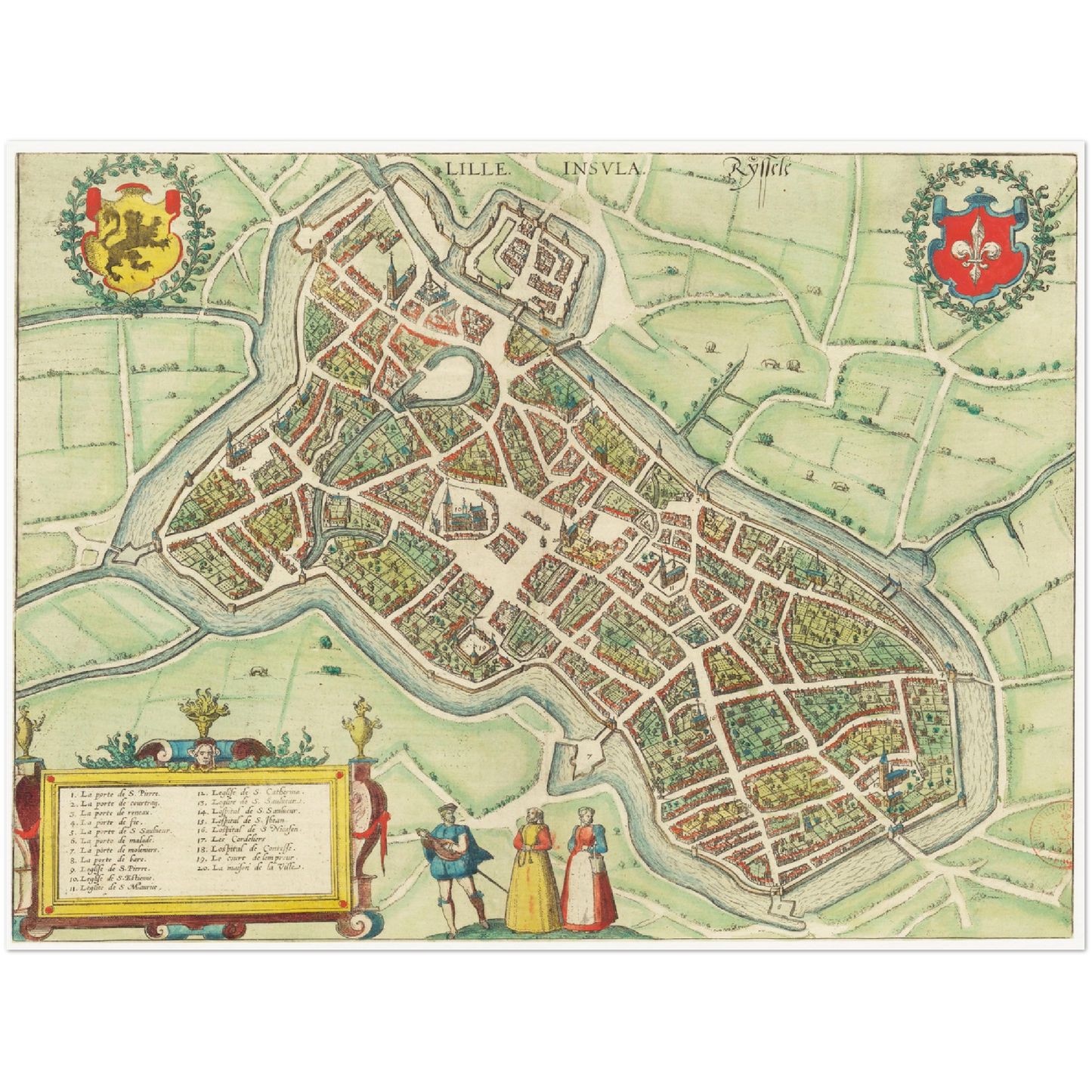 Historischer Stadtplan Lille um 1580