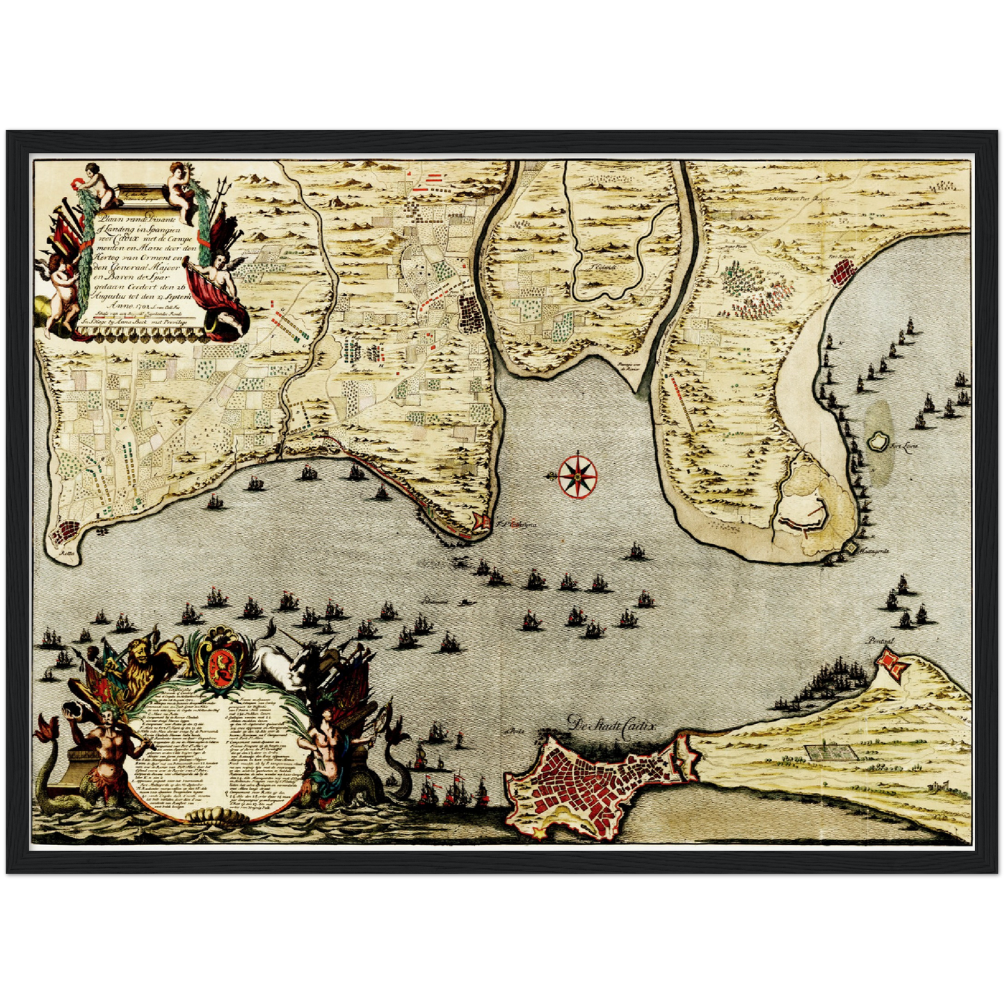 Historischer Stadtplan Cadiz um 1700