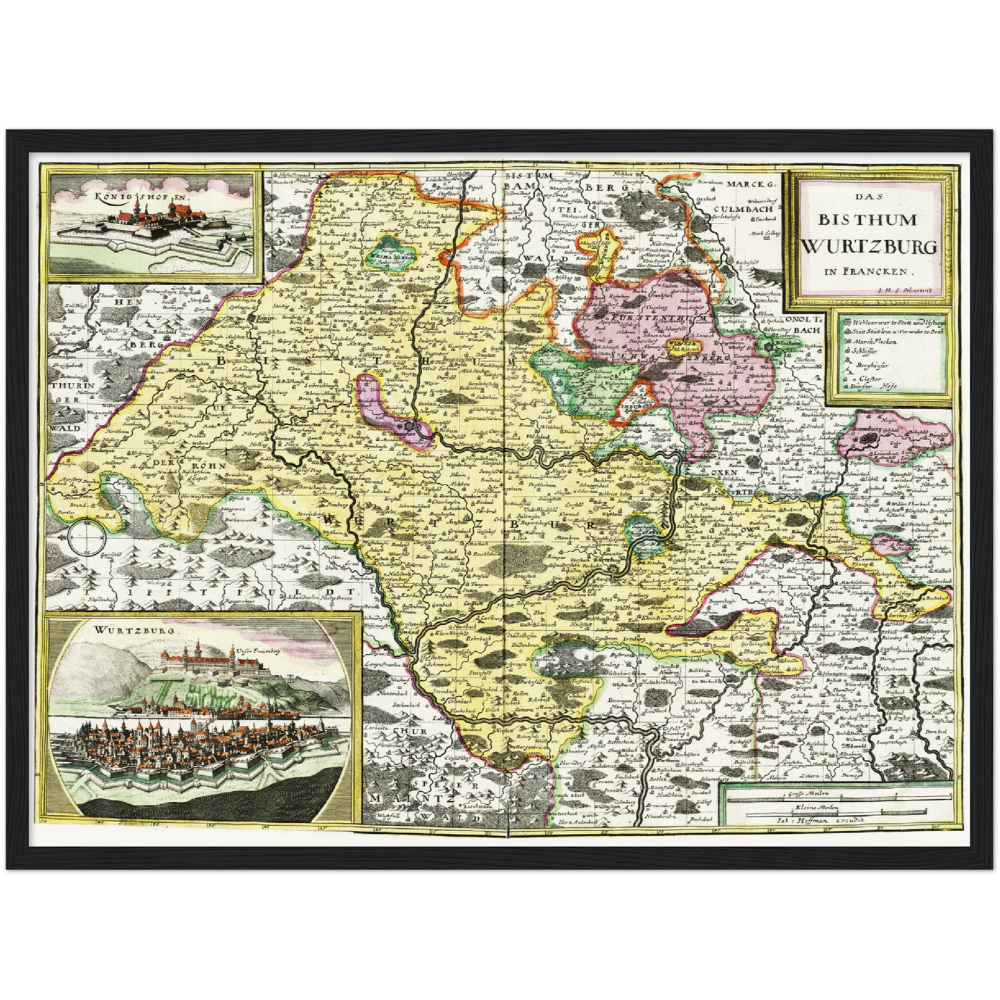 Historische Landkarte Würzburg um 1676
