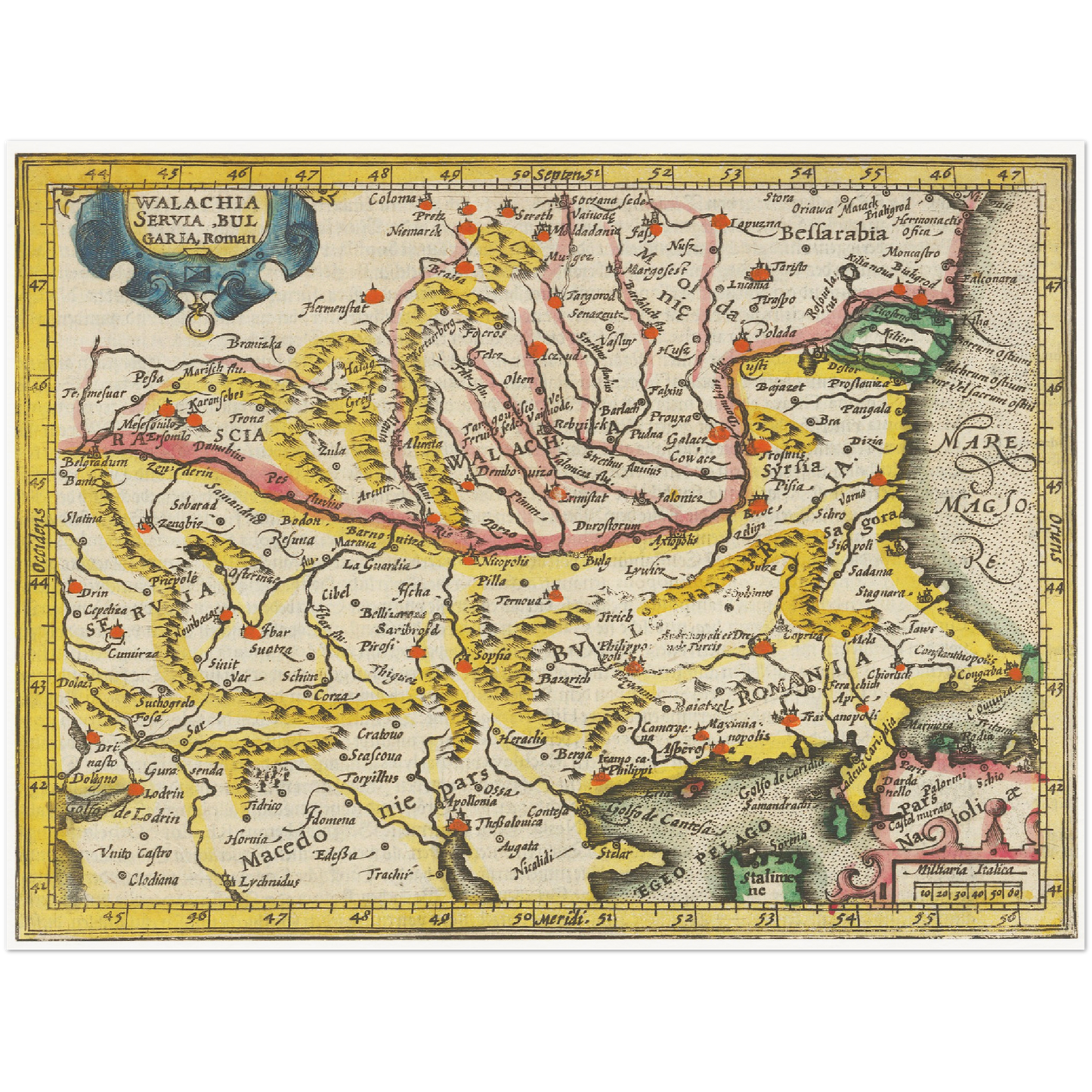 Historische Landkarte Wallachei um 1609
