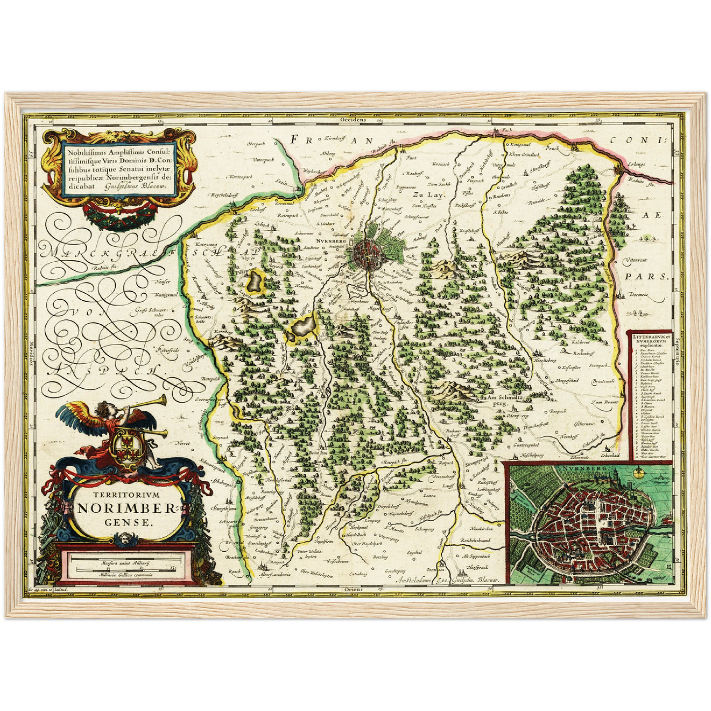 Historische Landkarte Nürnberg um 1647