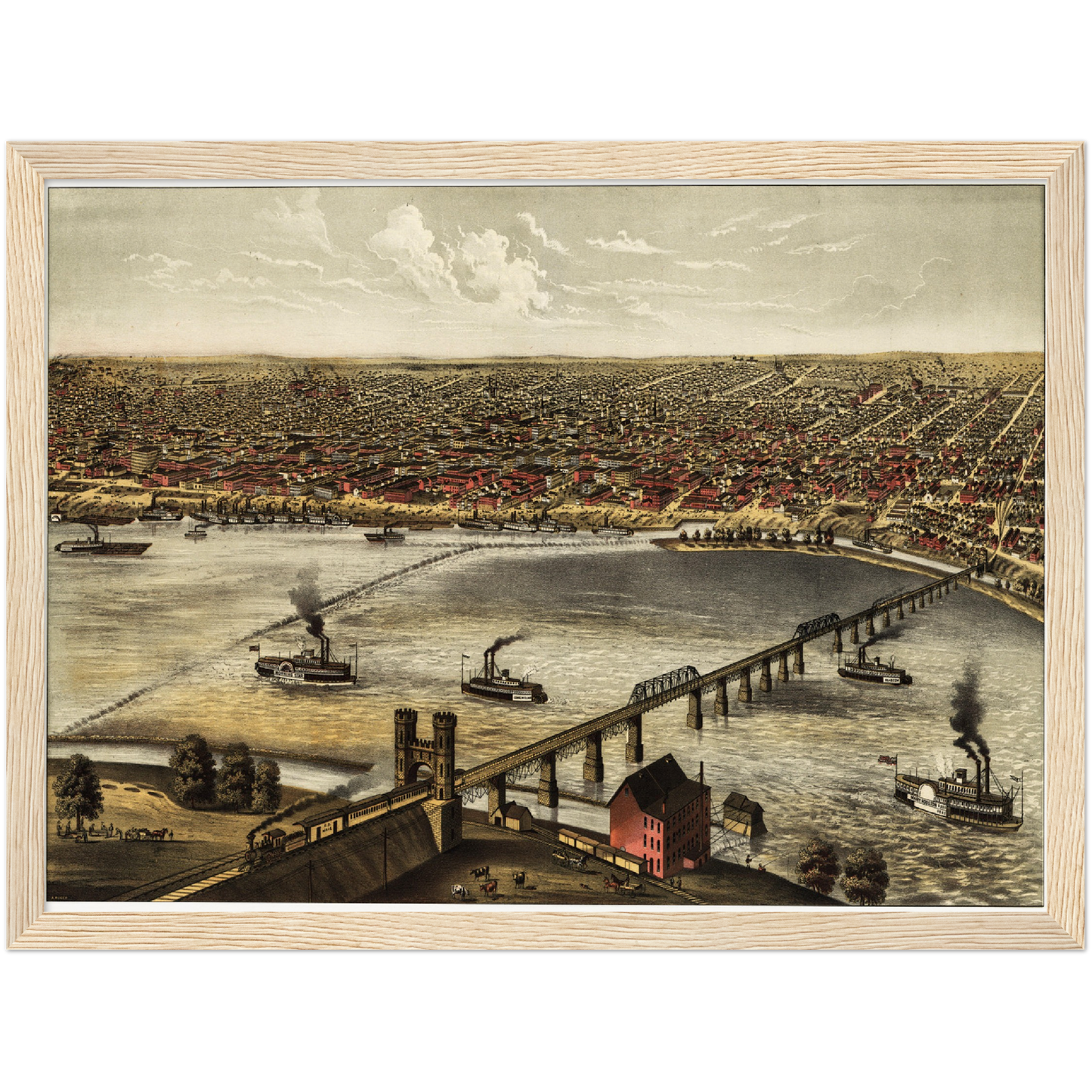Historische Stadtansicht Louisville um 1876