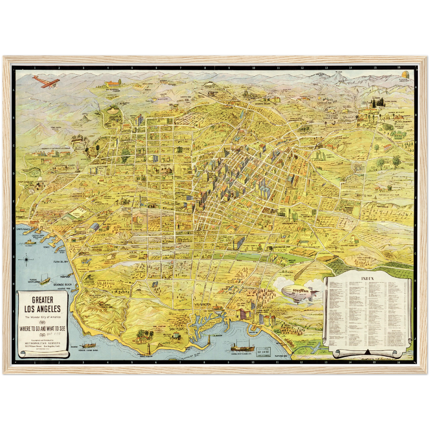 Historische Stadtansicht Greater Los Angeles um 1932