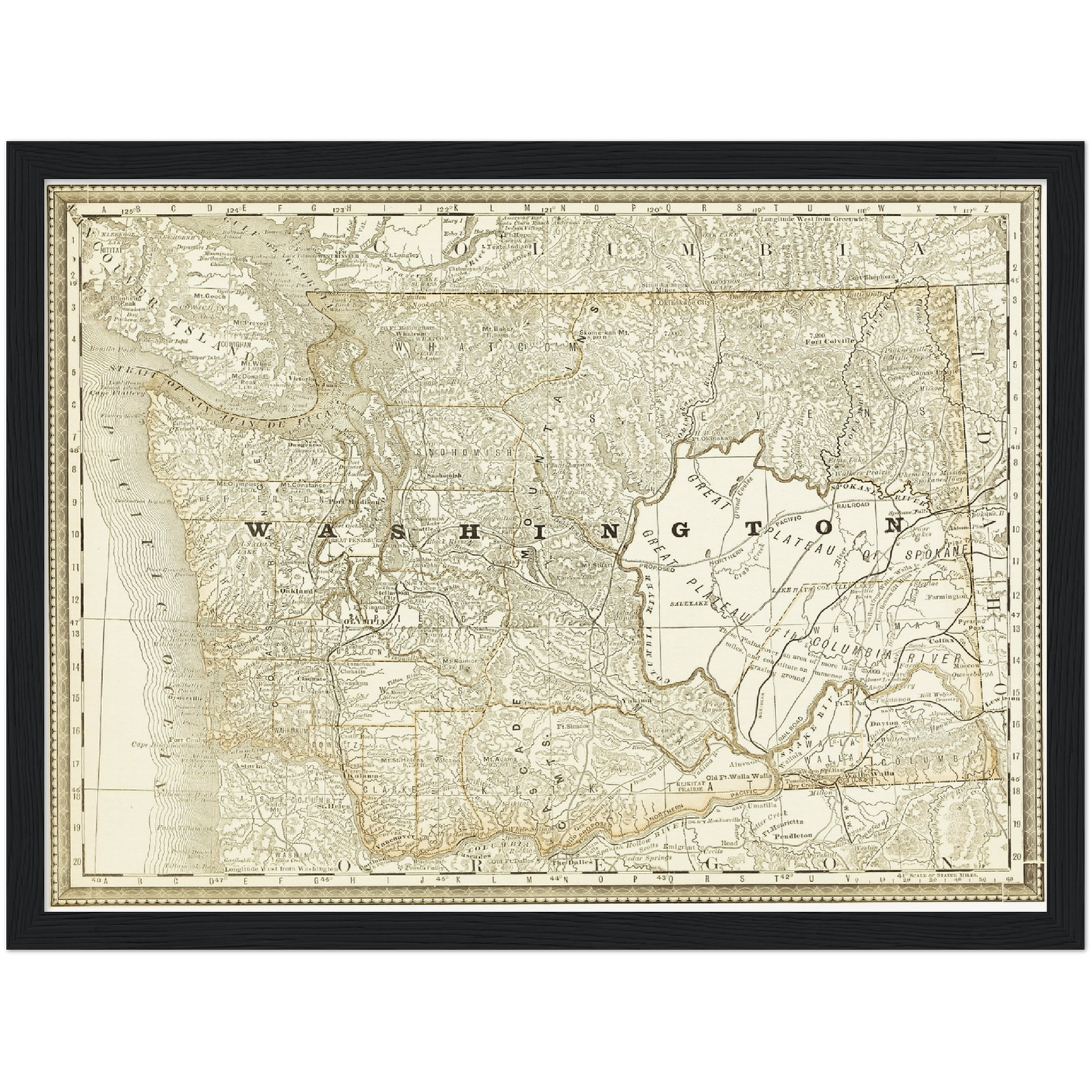 Historische Landkarte Washington um 1882