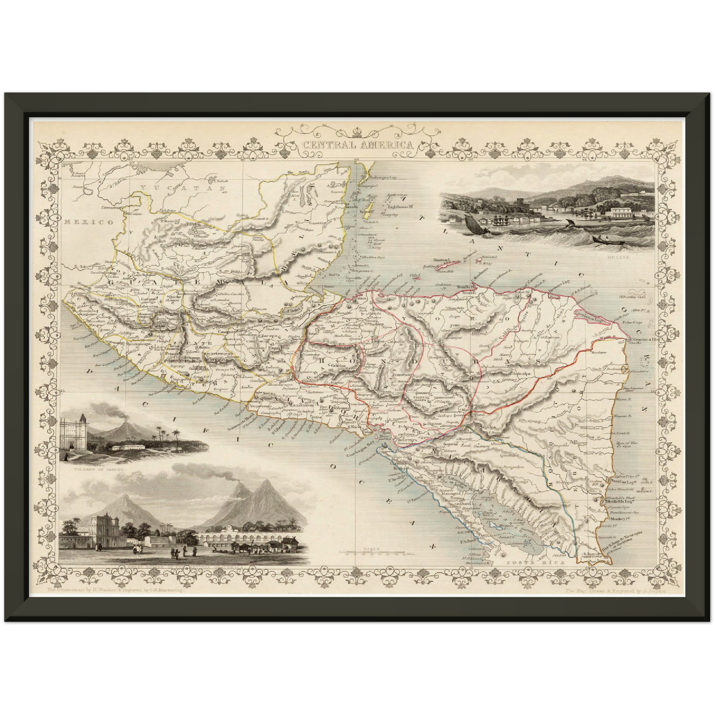 Historische Landkarte Mittelamerika um 1850