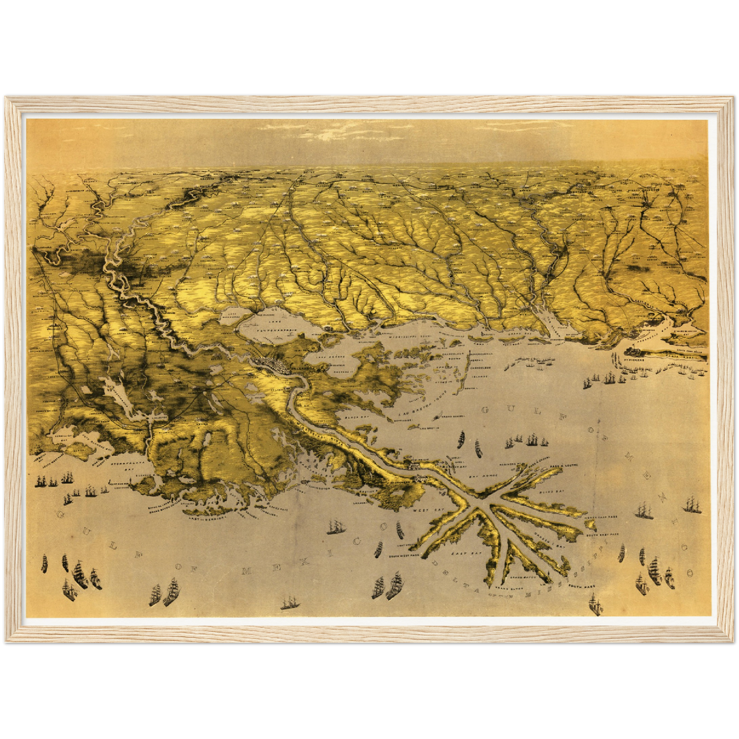 Historische Stadtansicht New Orleans um 1861