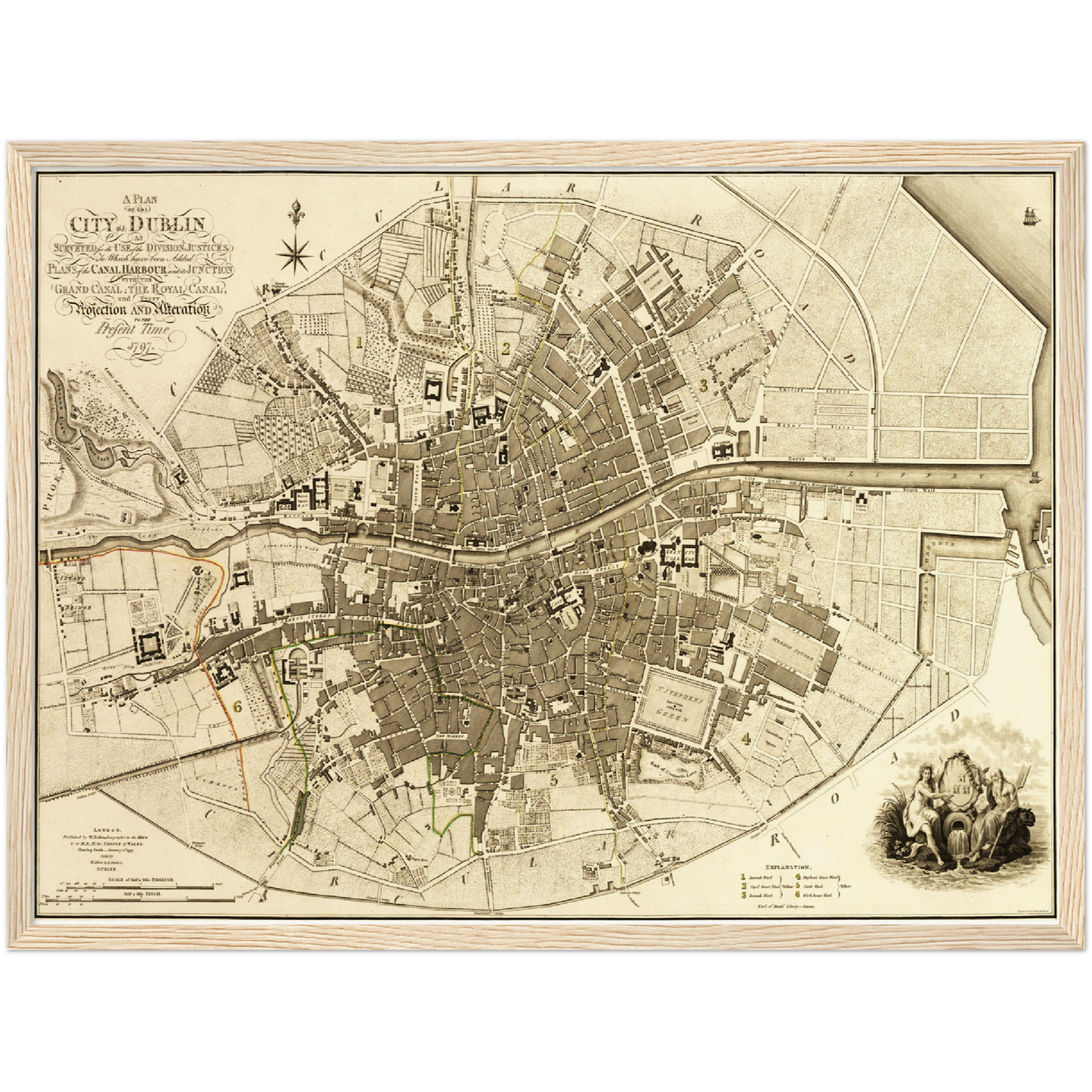 Historischer Stadtplan Dublin um 1797