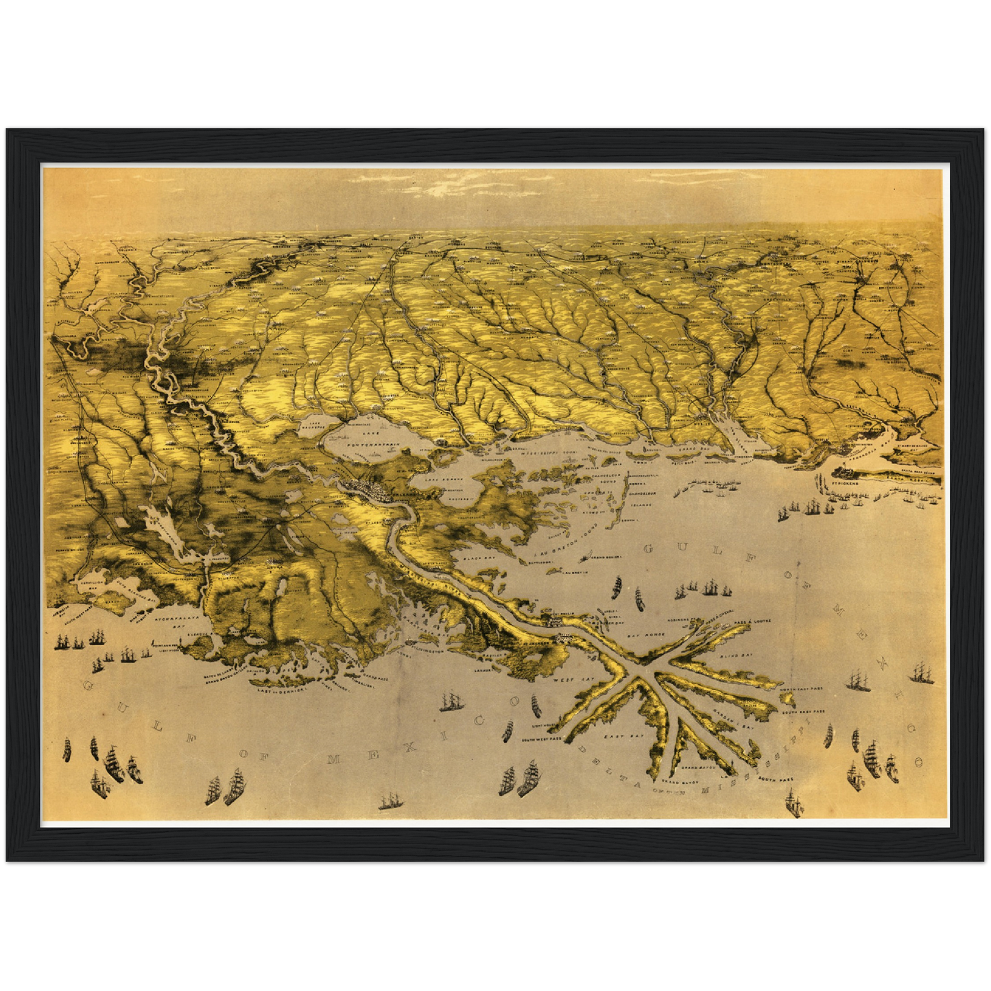 Historische Stadtansicht New Orleans um 1861