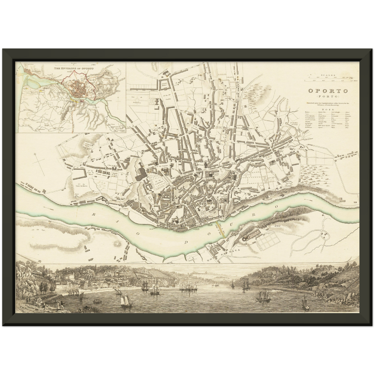 Historischer Stadtplan Porto um 1833