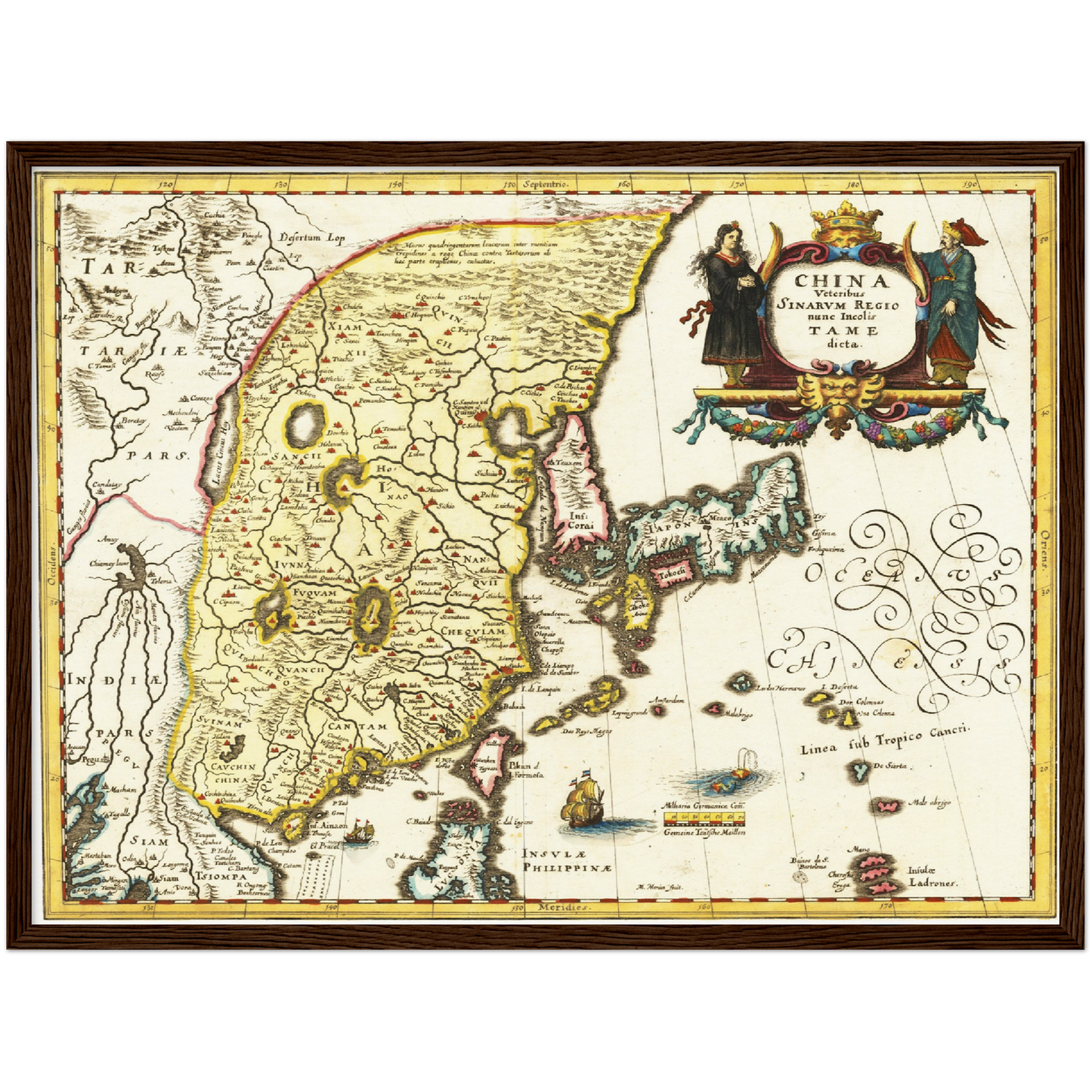 Historische Landkarte China um 1636