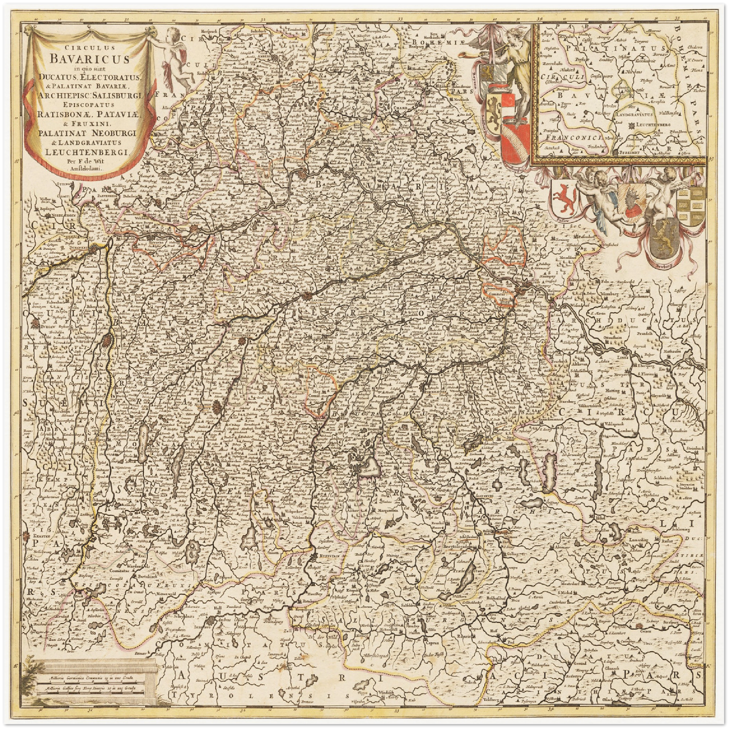 Historische Landkarte Bayern um 1698