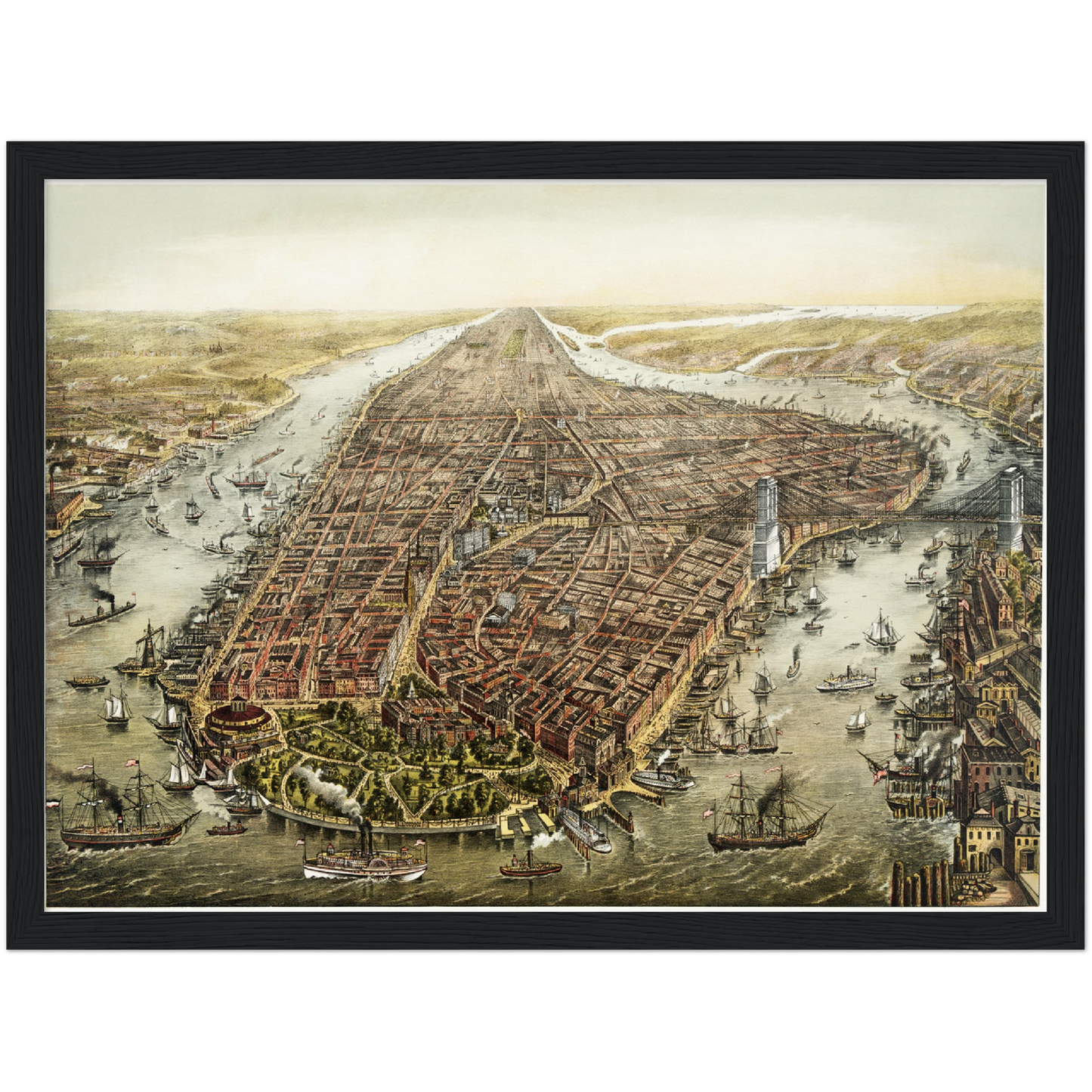 Historische Stadtansicht New York City um 1873
