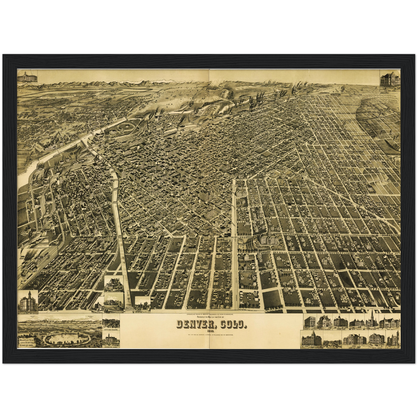 Historische Stadtansicht Denver um 1889
