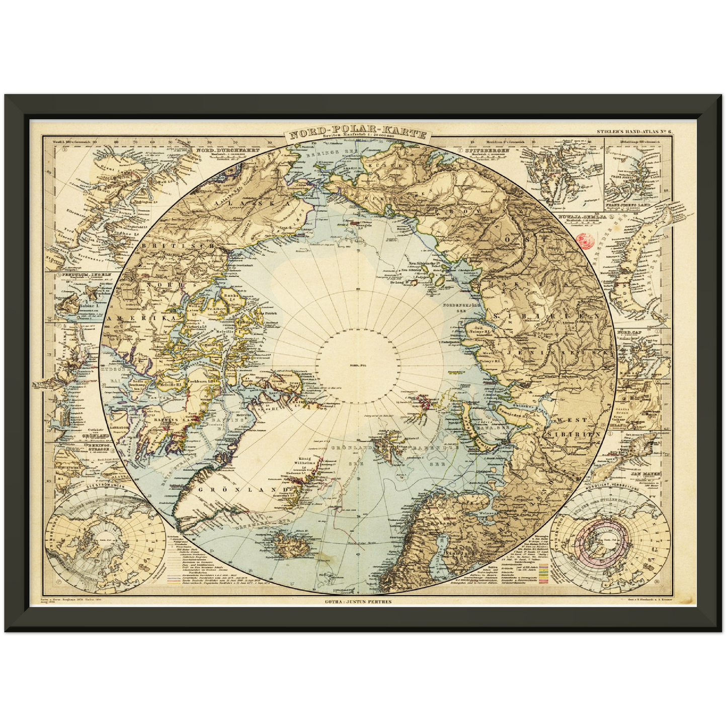 Historische Landkarte Arktis um 1885