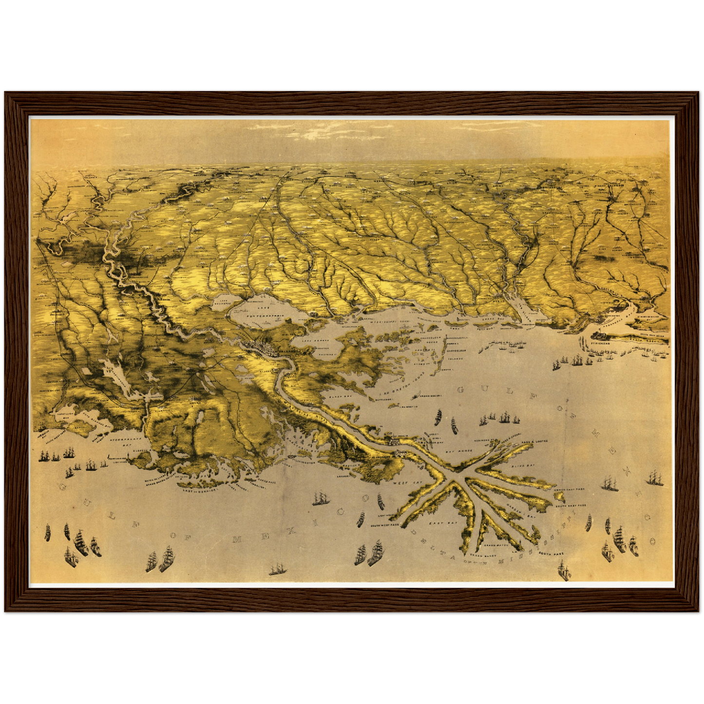 Historische Stadtansicht New Orleans um 1861
