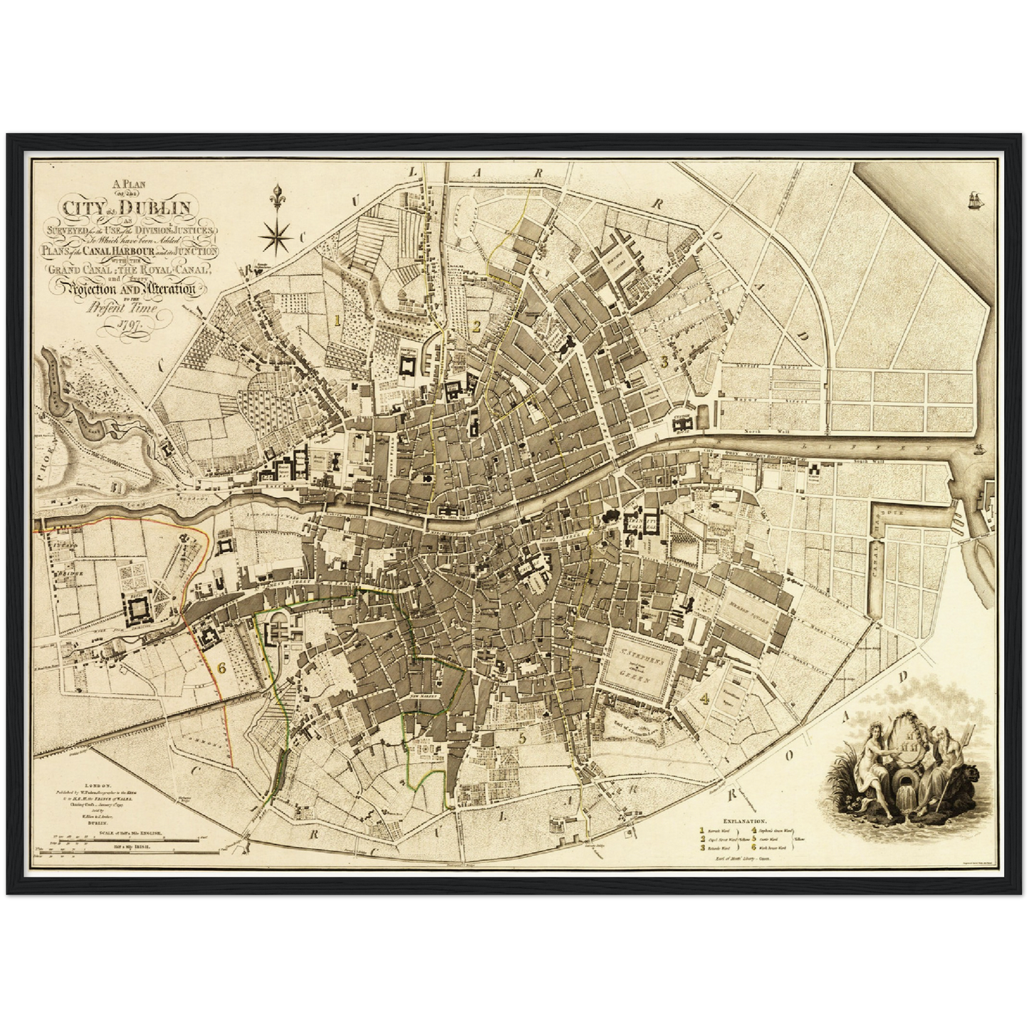Historischer Stadtplan Dublin um 1797