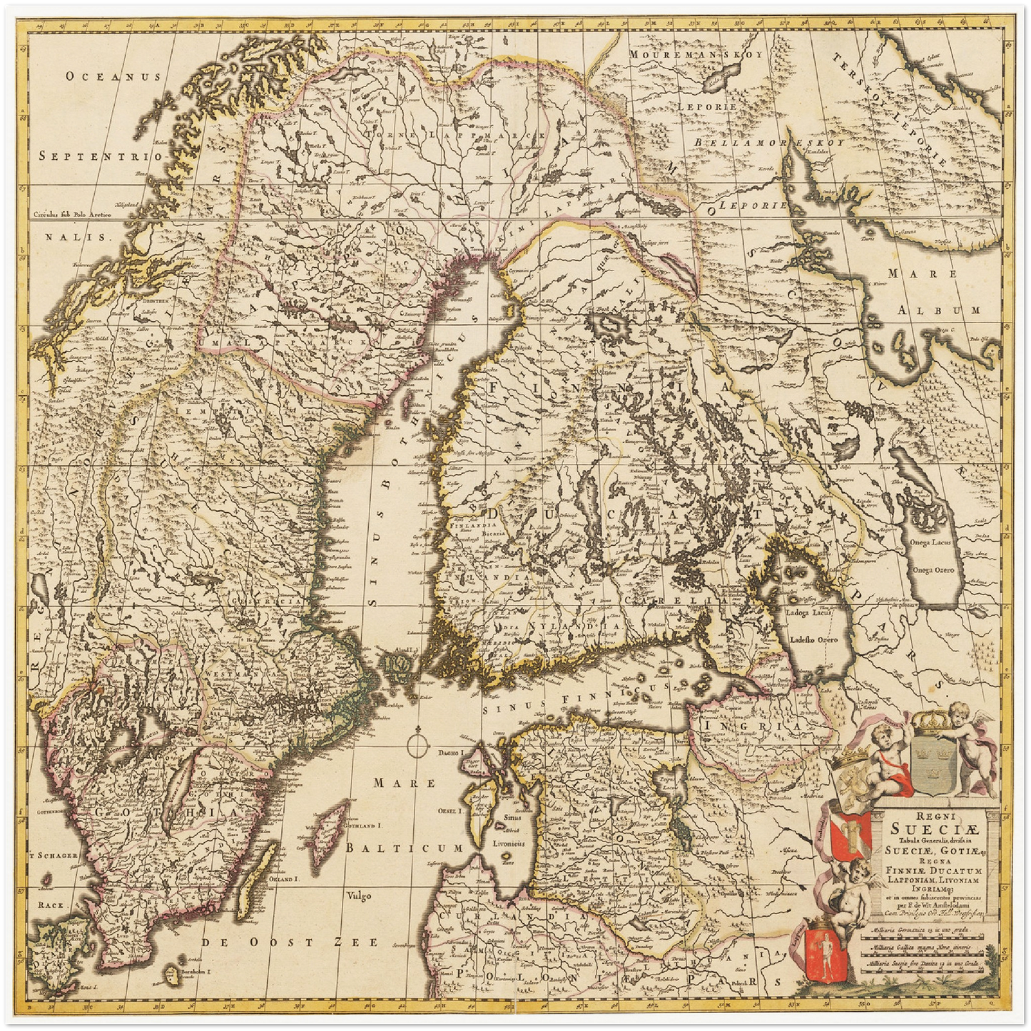 Historische Landkarte Schweden um 1698