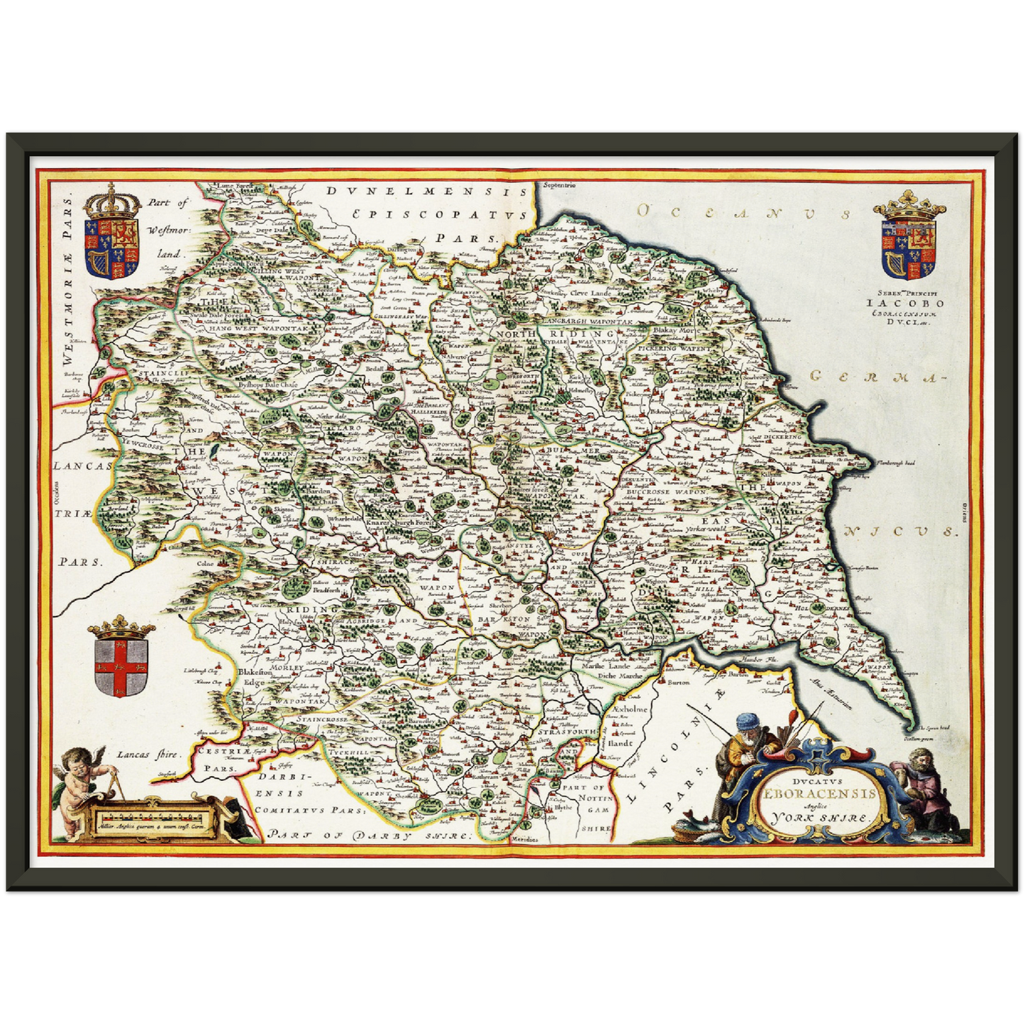 Historische Landkarte Yorkshire um 1646