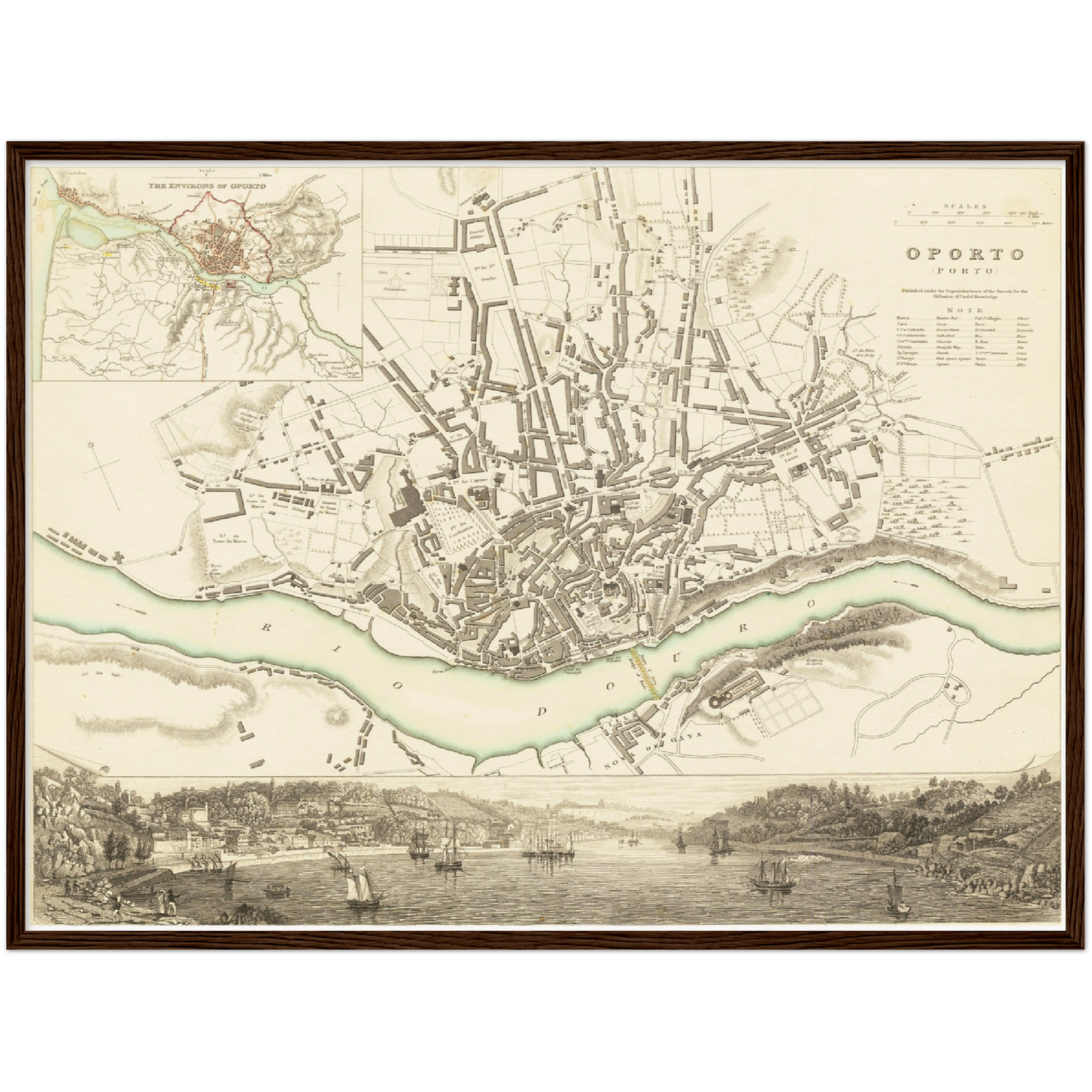Historischer Stadtplan Porto um 1833