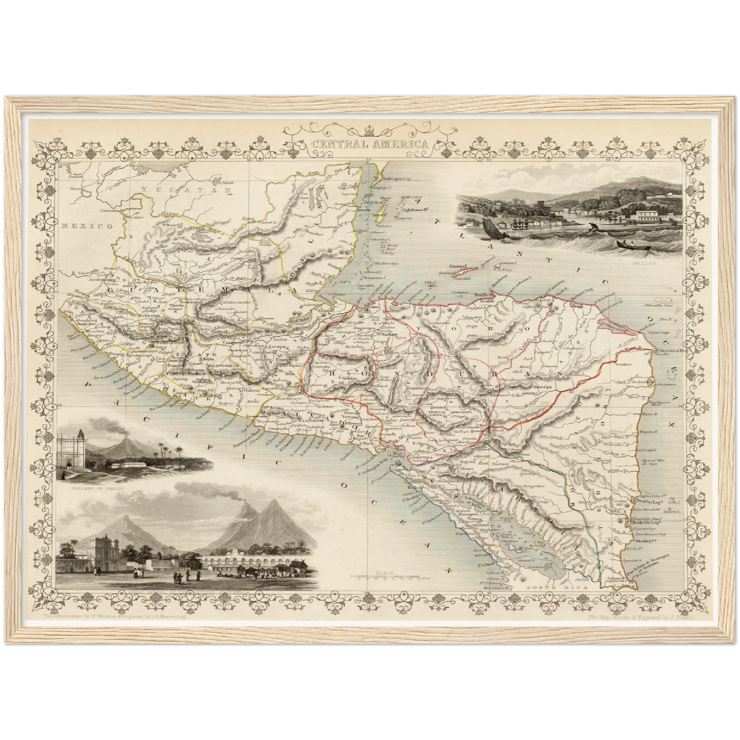 Historische Landkarte Mittelamerika um 1850
