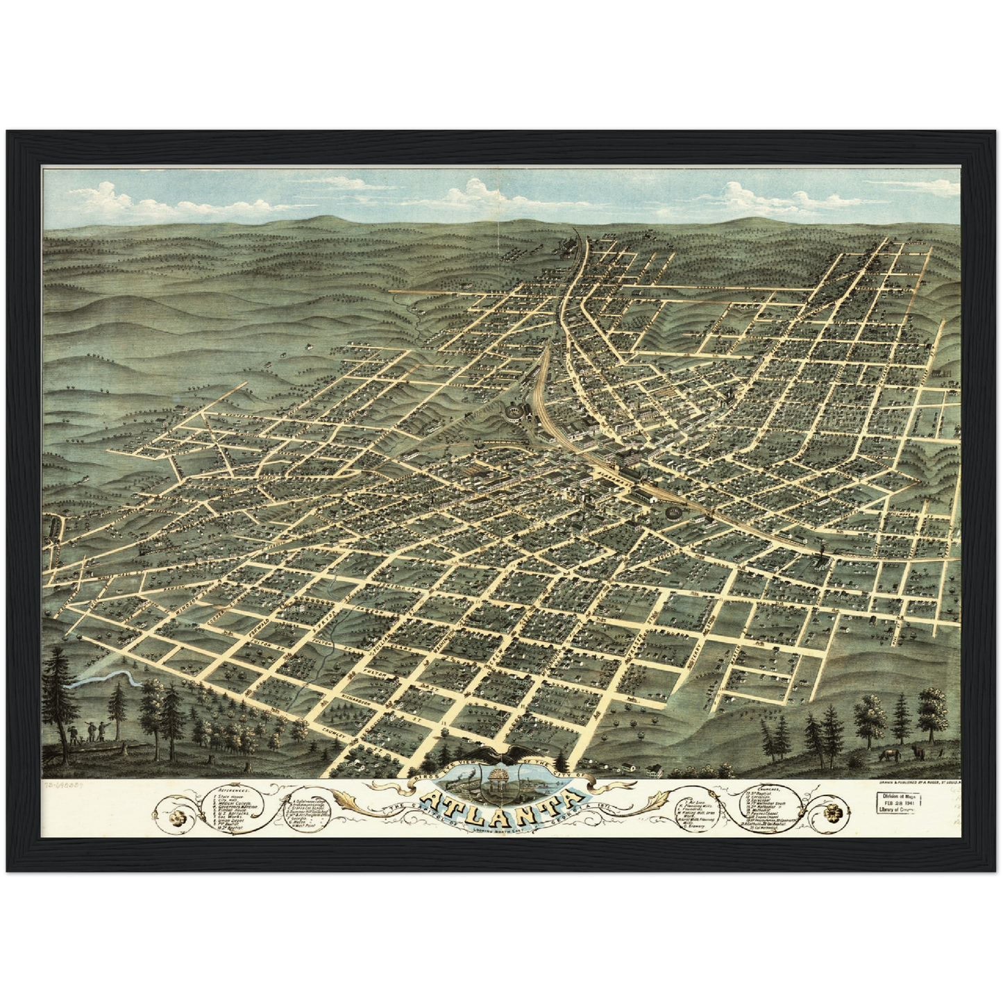 Historische Stadtansicht Atlanta um 1871