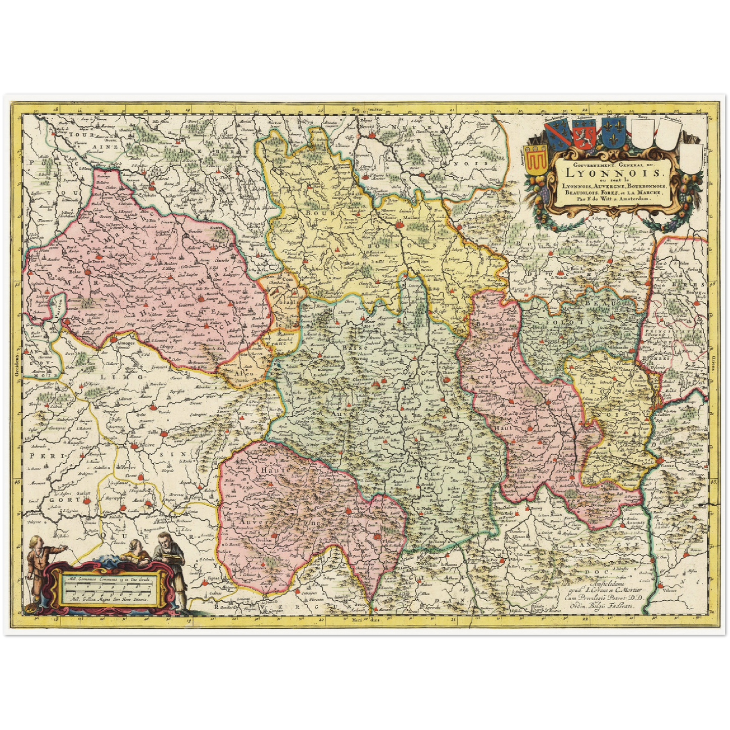 Historische Landkarte Auvergne um 1720