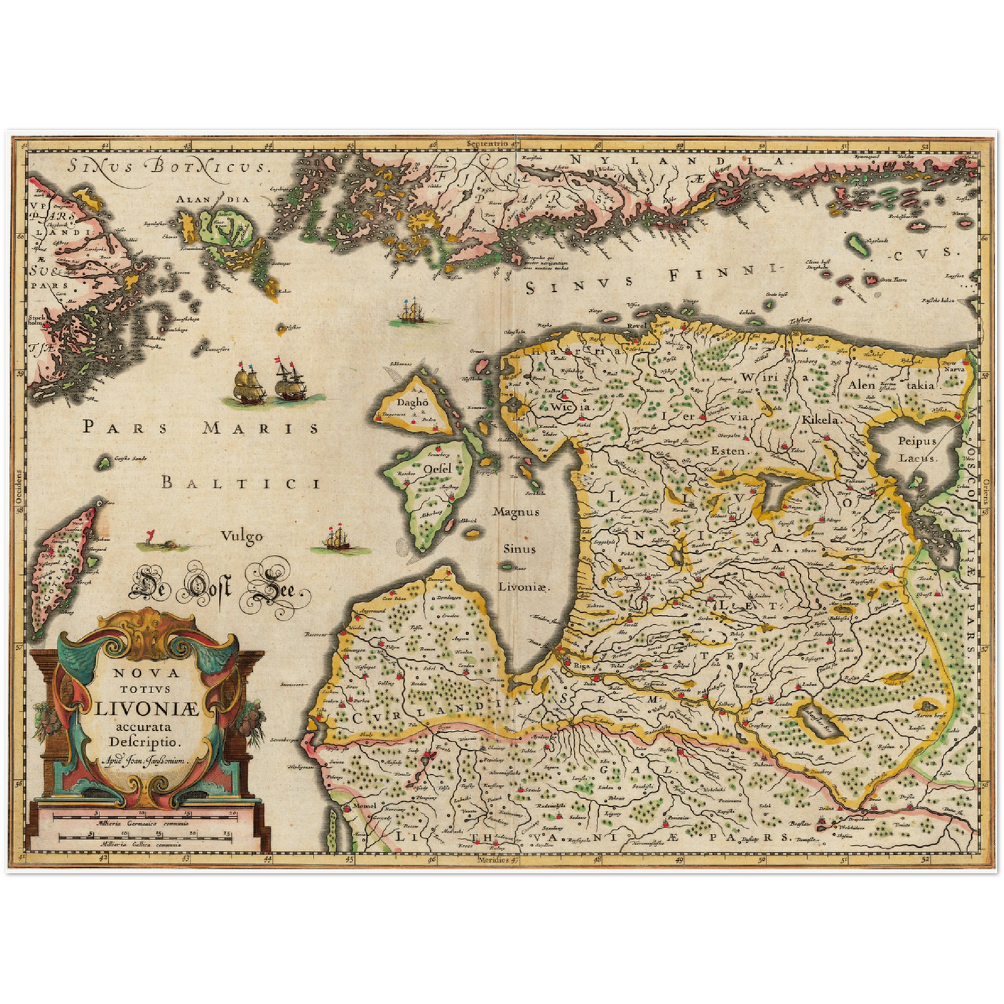 Historische Landkarte Estland um 1642