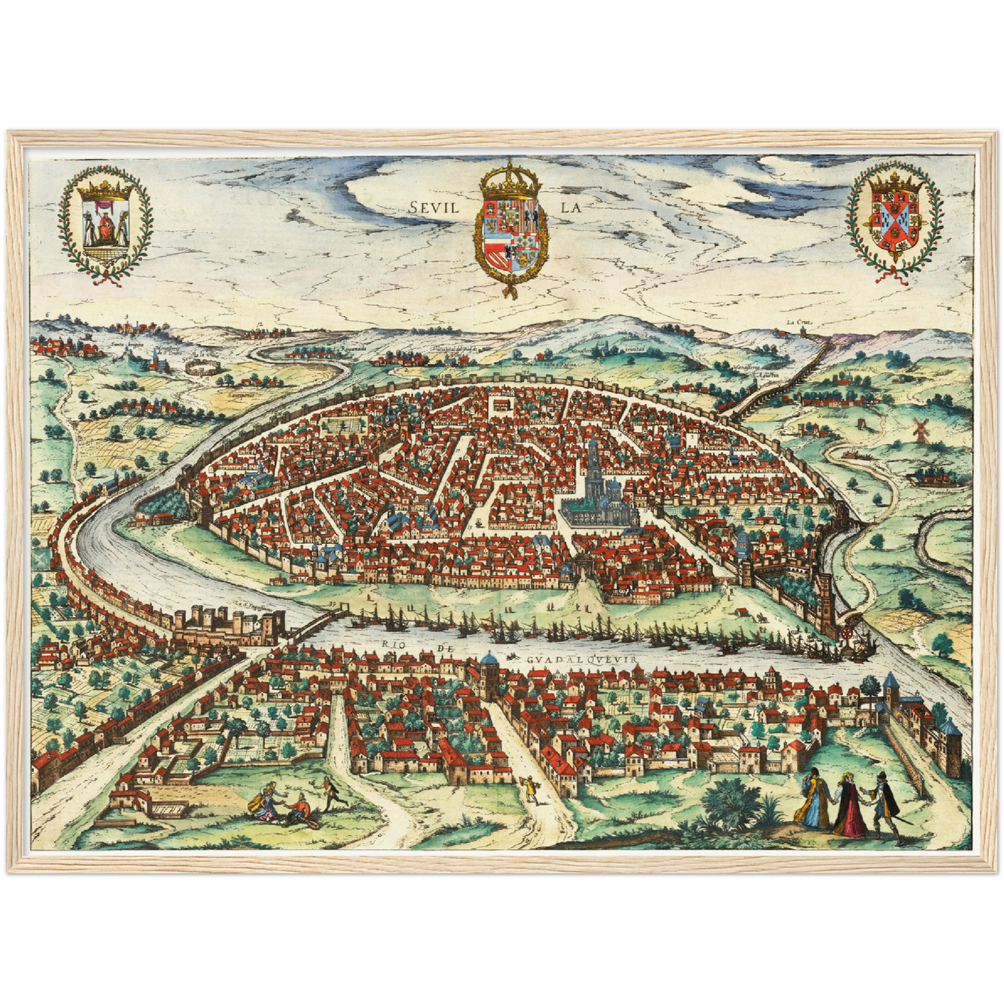 Historische Stadtansicht Sevilla um 1612