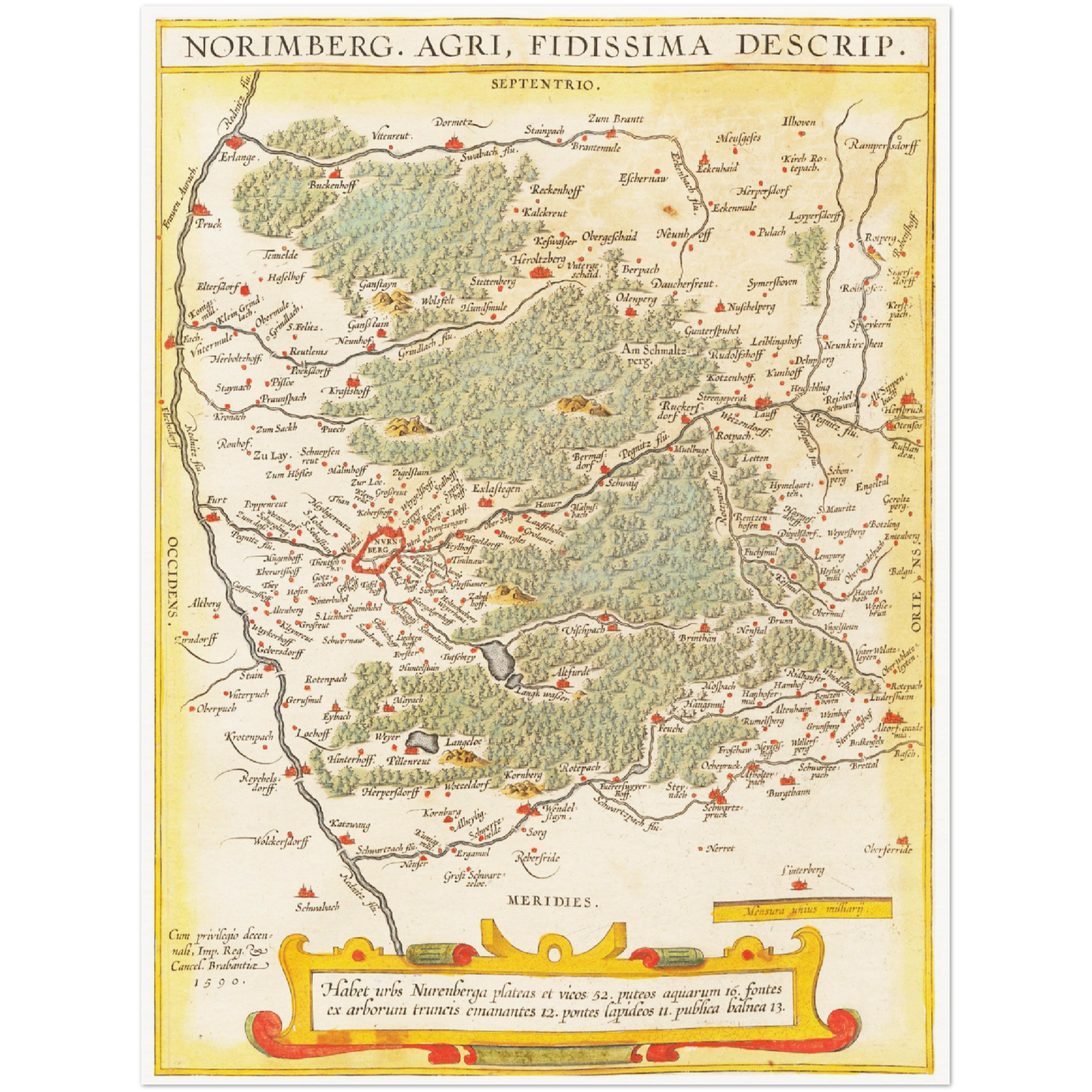 Historische Landkarte Nürnberg um 1609