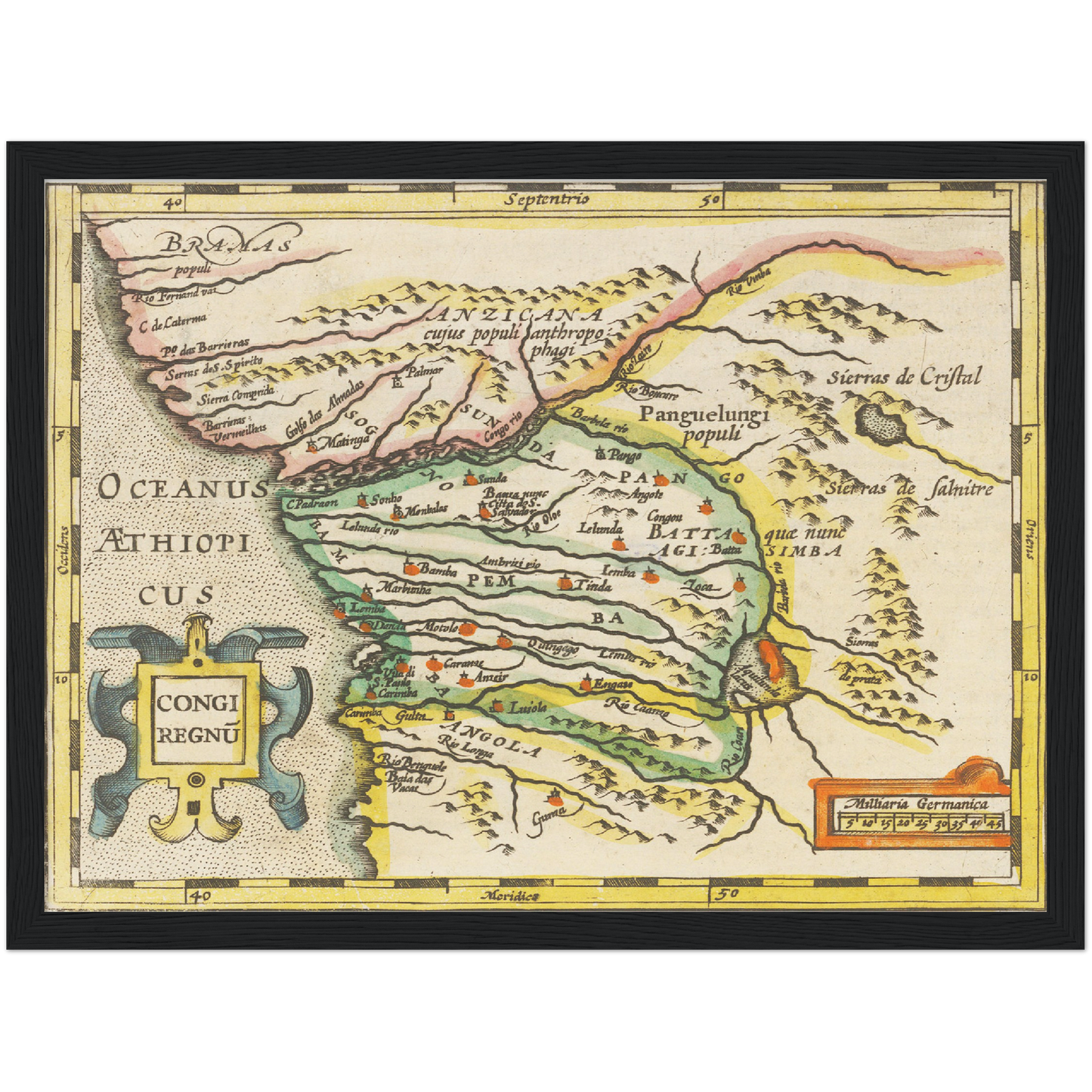 Historische Landkarte Kongo um 1609