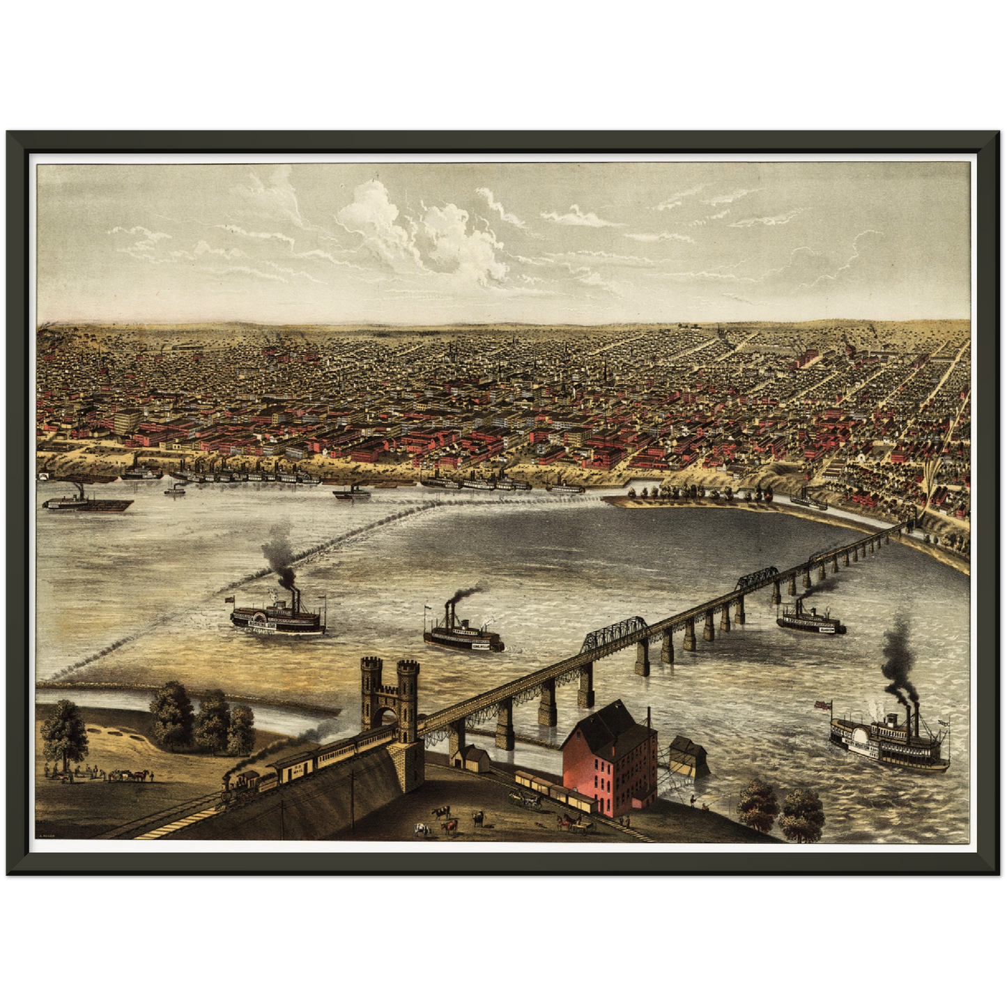 Historische Stadtansicht Louisville um 1876