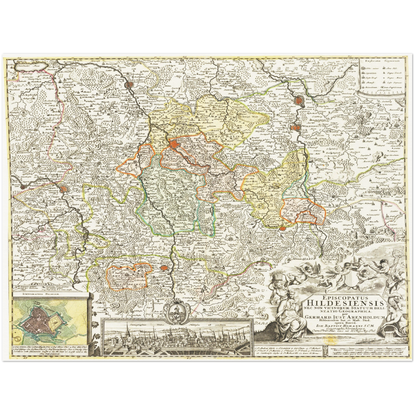 Historische Landkarte Hildesheim um 1730
