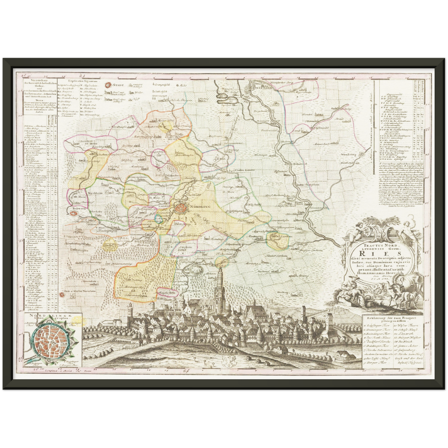 Historische Landkarte Nördlingen um 1738
