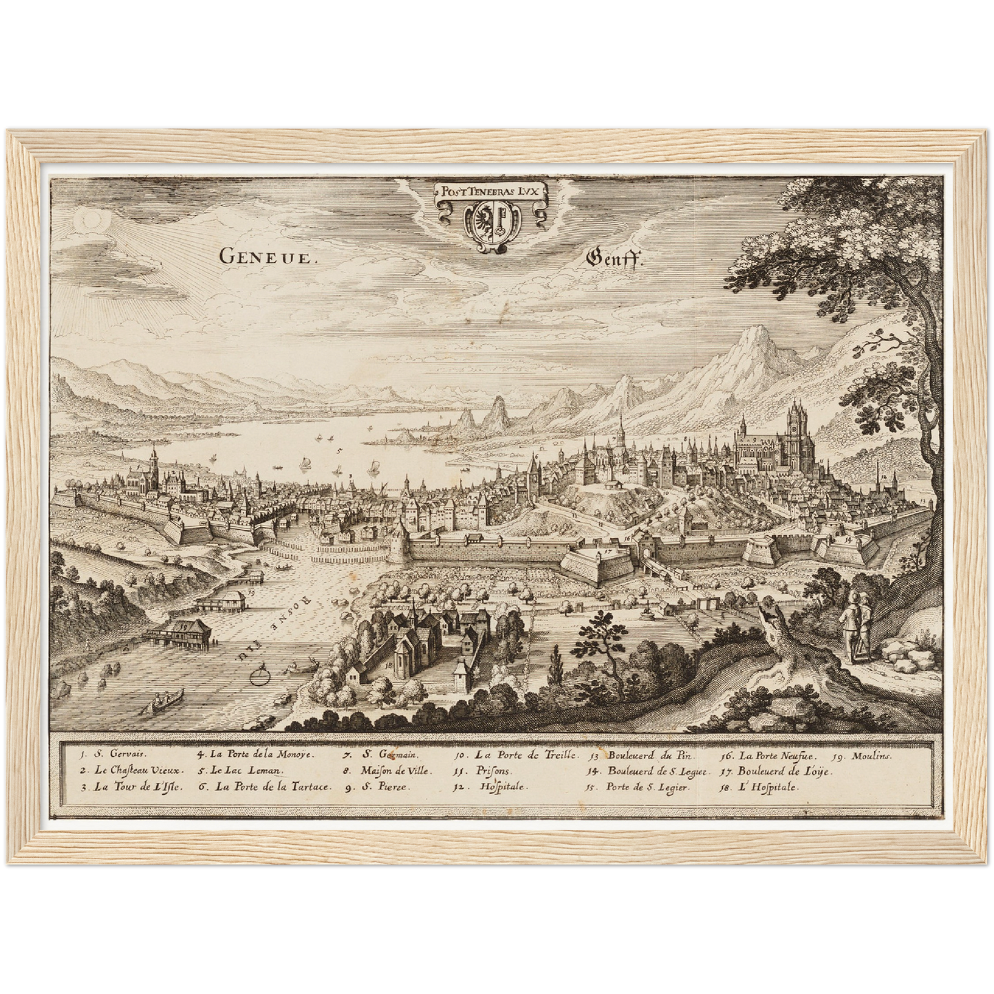 Historische Stadtansicht Genf um 1650