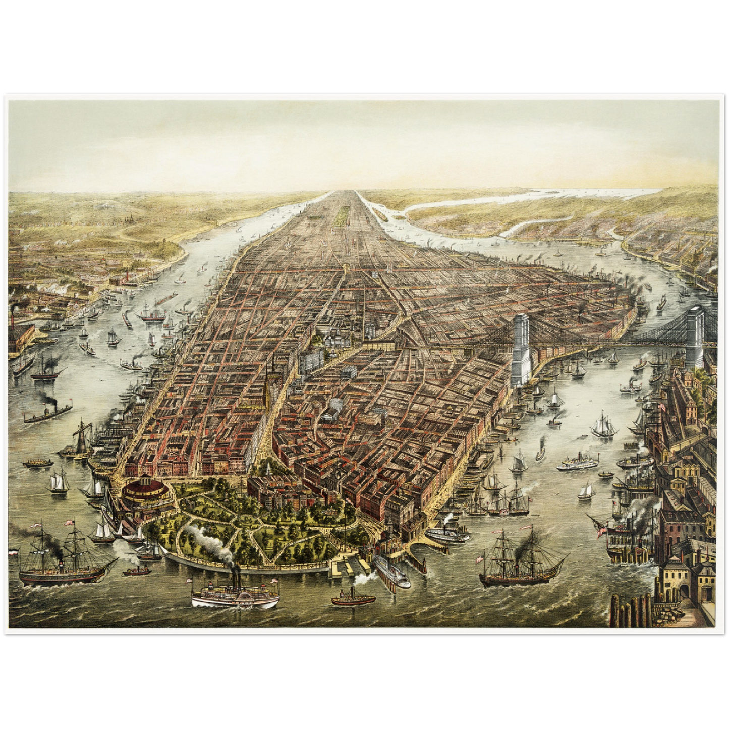 Historische Stadtansicht New York City um 1873