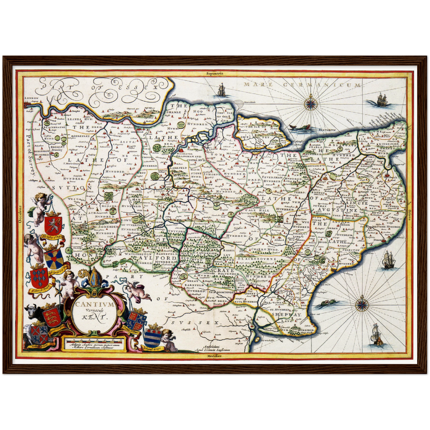 Historische Landkarte Kent um 1646