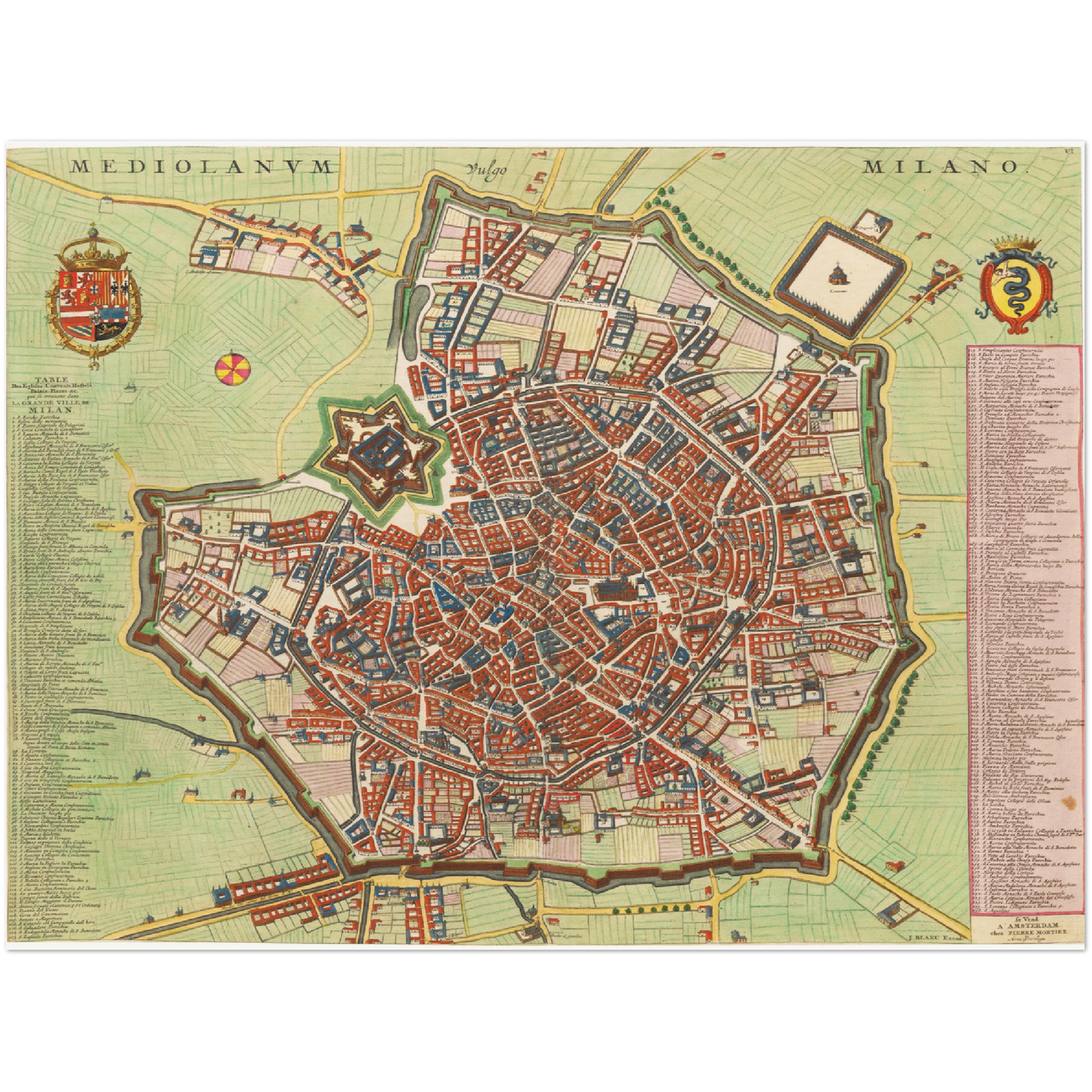 Historischer Stadtplan Mailand um 1700