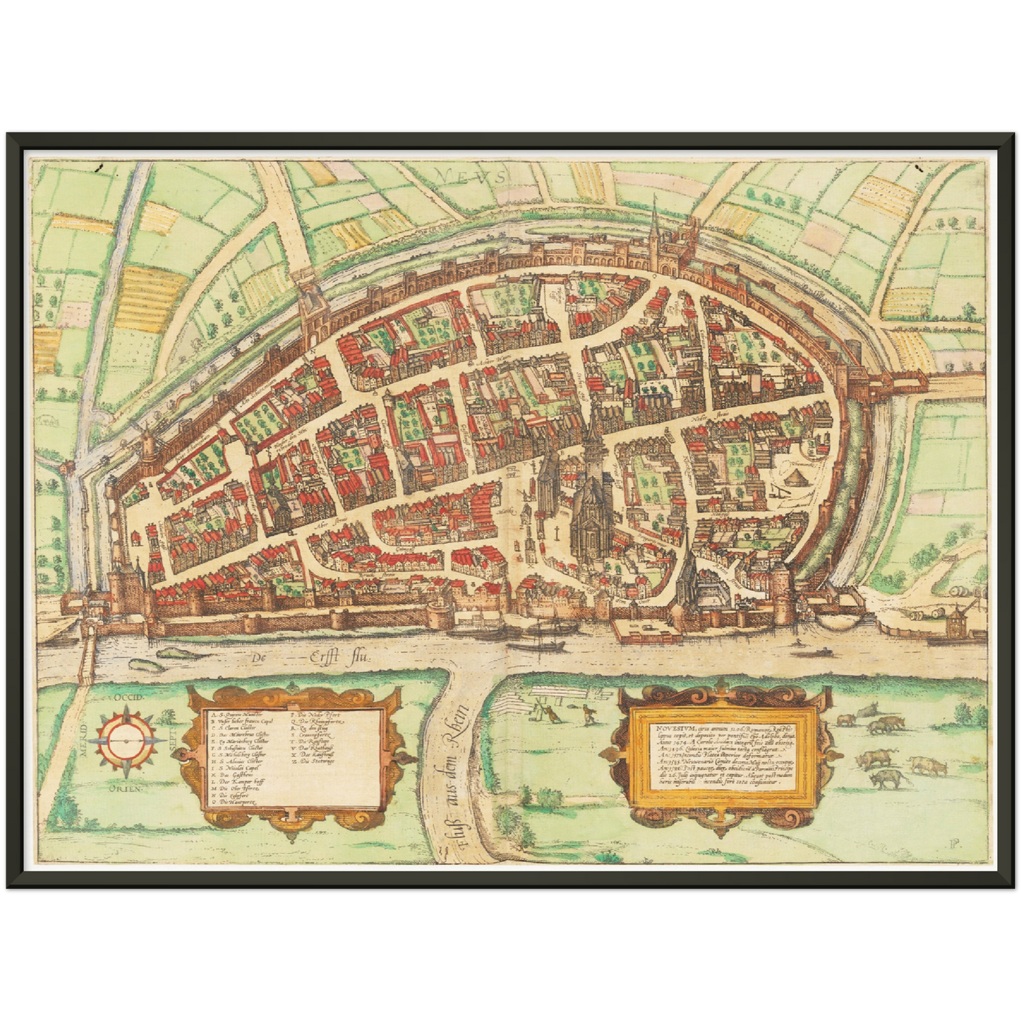 Historischer Stadtplan Neuss um 1592