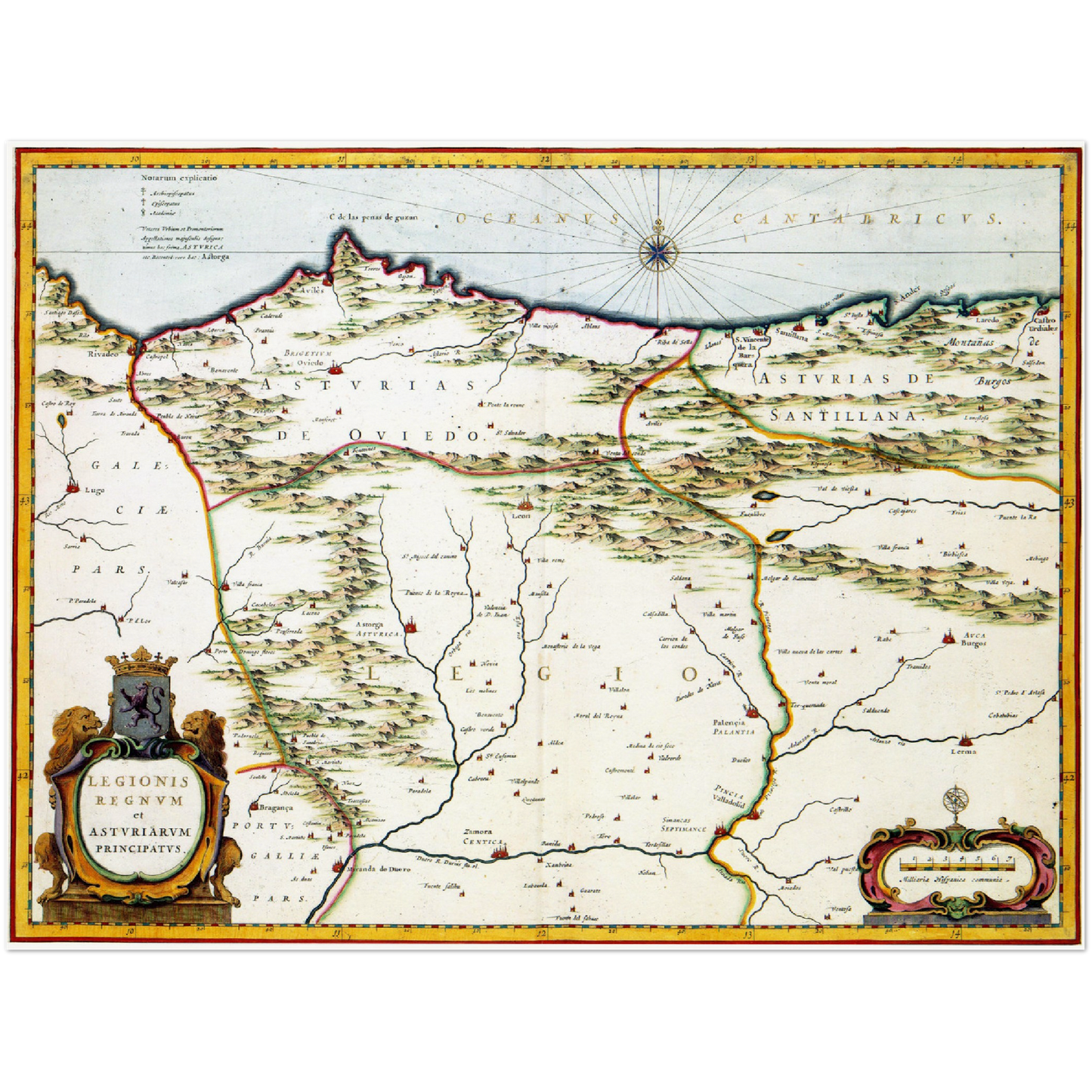 Historische Landkarte Asturien um 1690