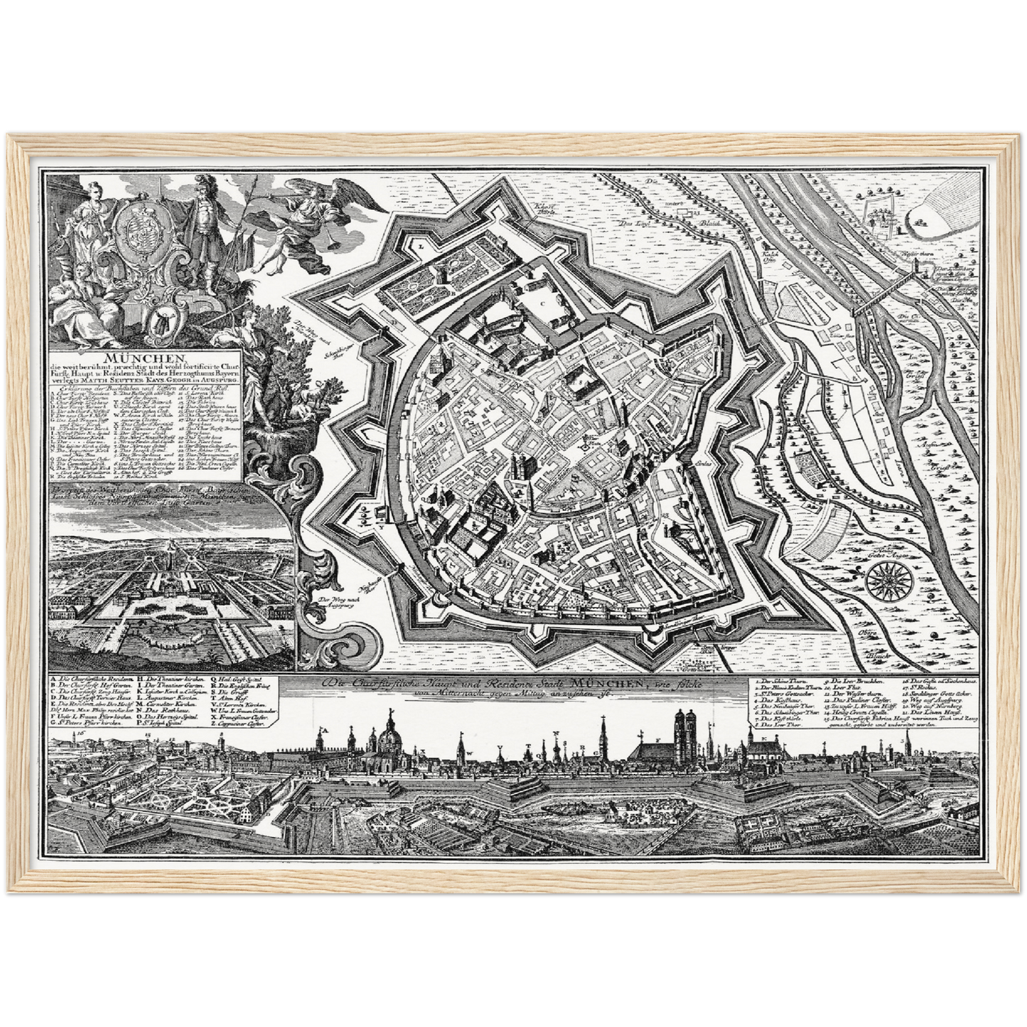 Historischer Stadtplan München um 1740