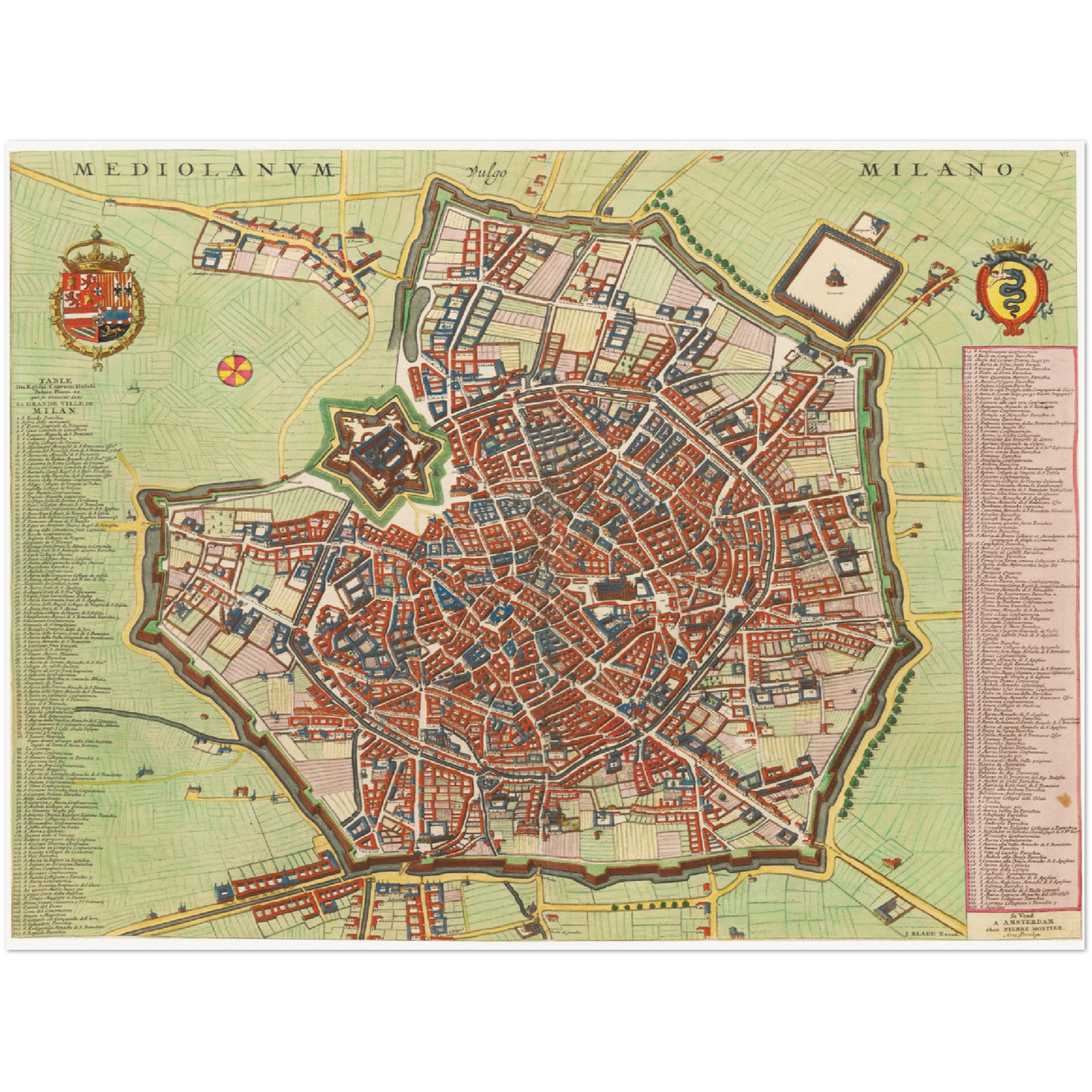 Historischer Stadtplan Mailand um 1700