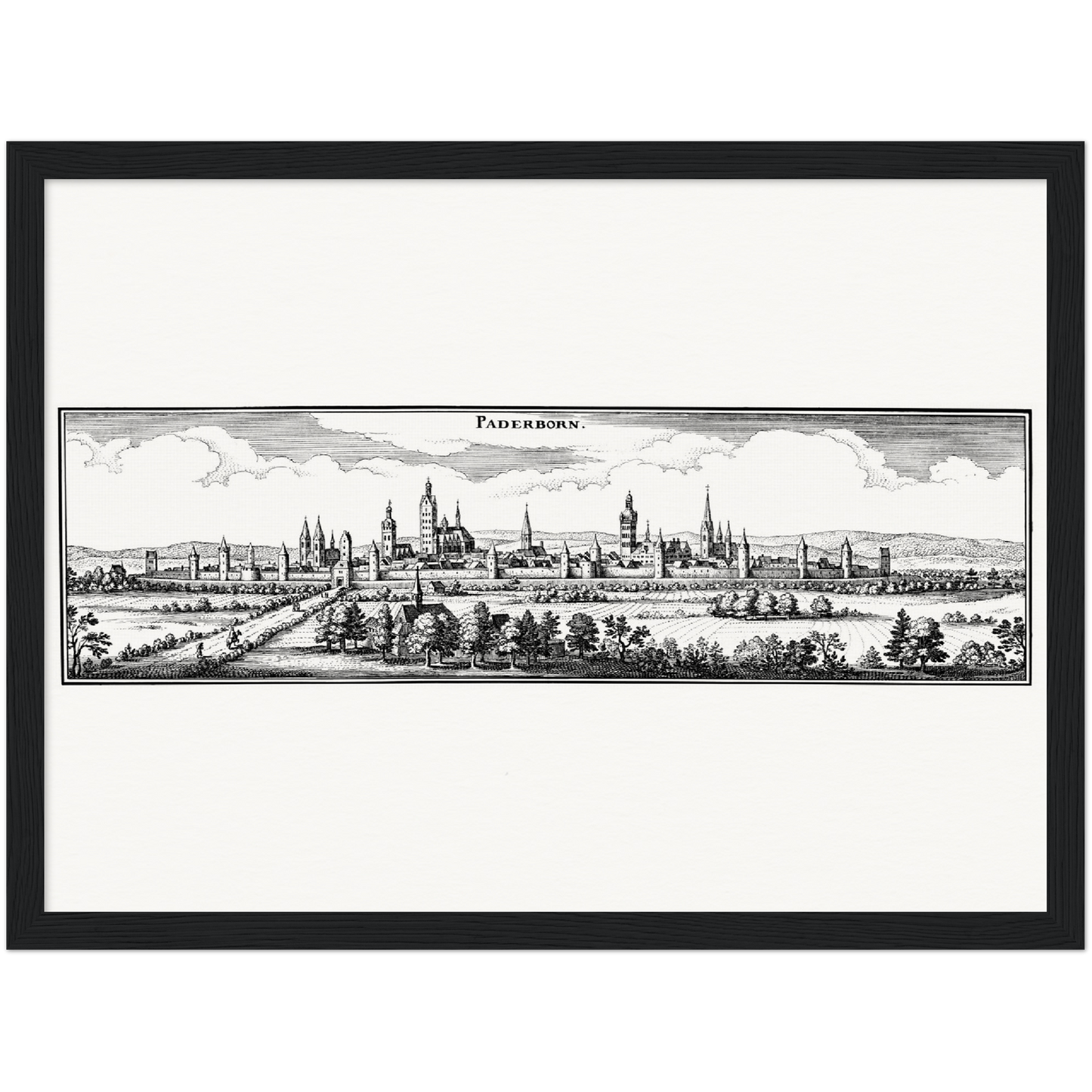 Historische Stadtansicht Paderborn um 1641