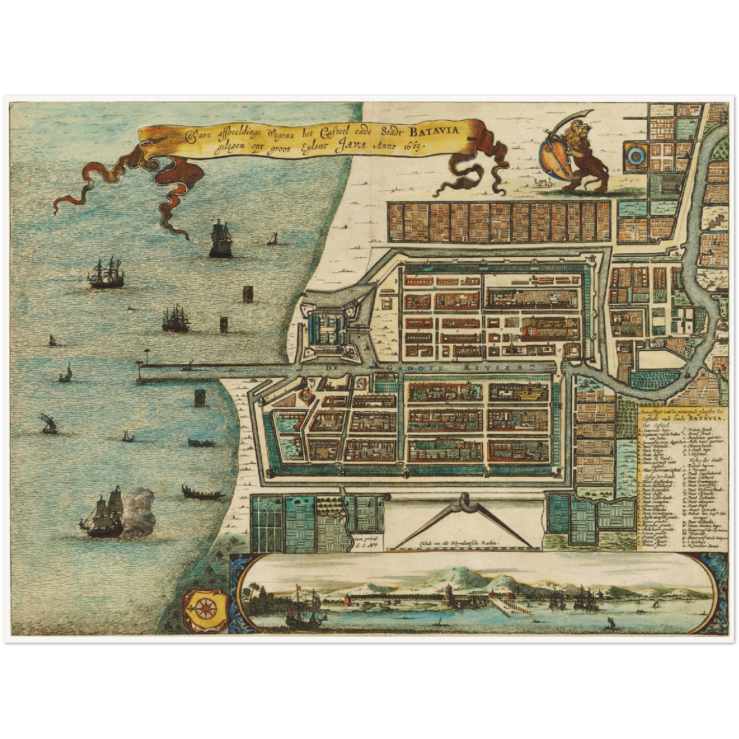 Historischer Stadtplan Jakarta um 1669