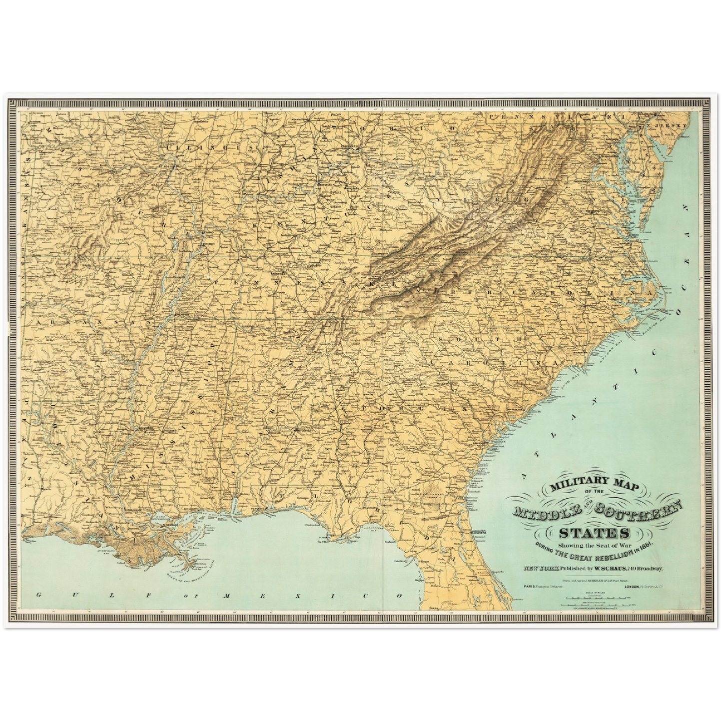 Historische Landkarte Konfederierte USA um 1861