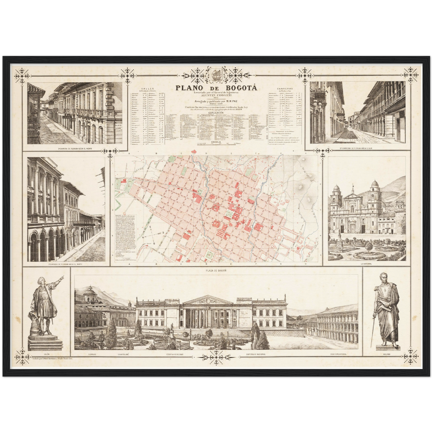 Historischer Stadtplan Bogota um 1890