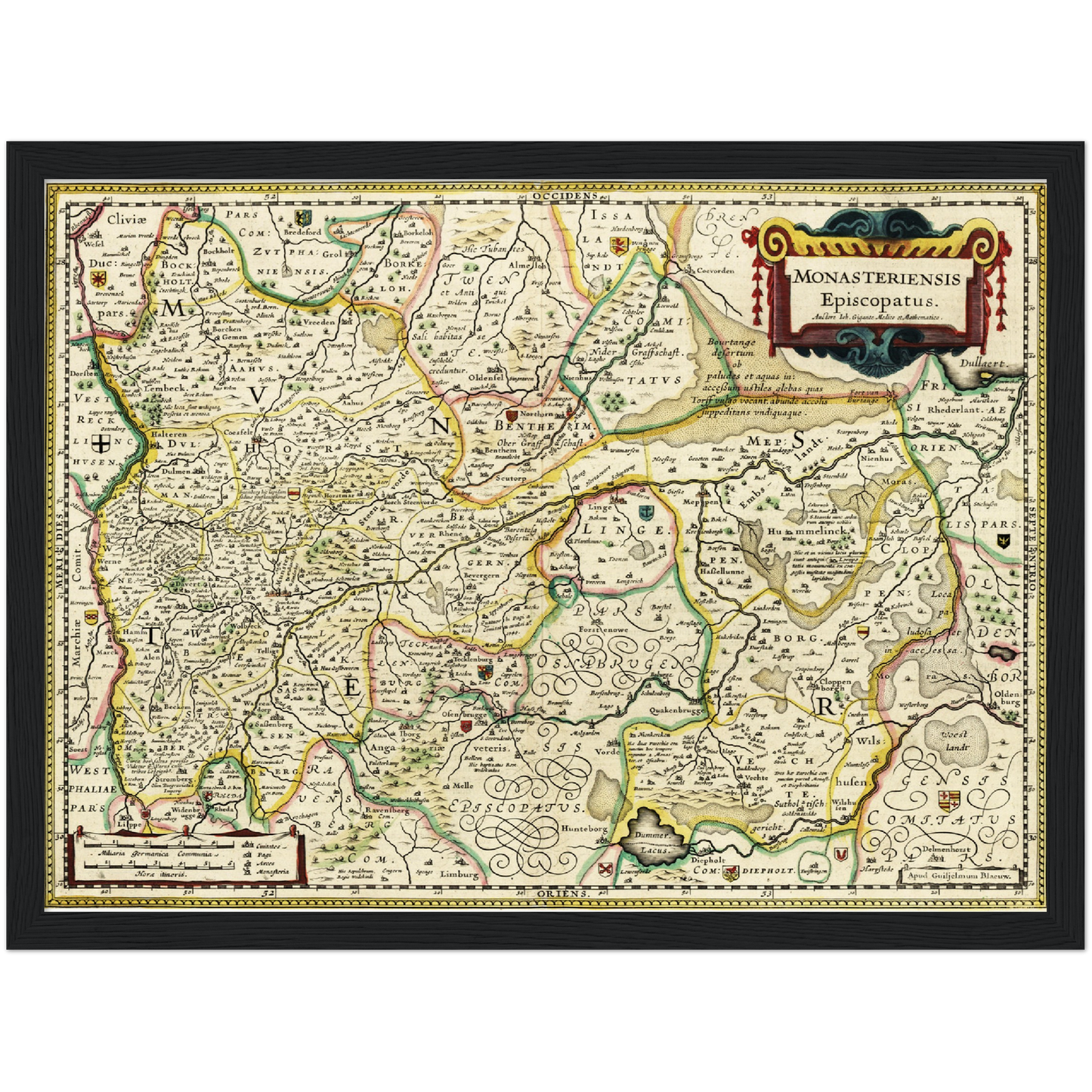 Historische Landkarte Münster um 1650